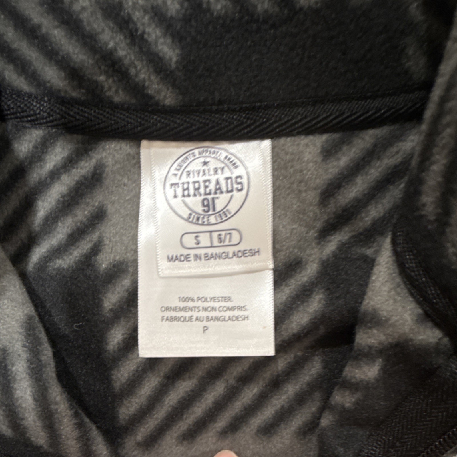Rivalry Threads 91 Boys Montana Griz CollegePlaid Fleece Jacket Black Gray S 6/7