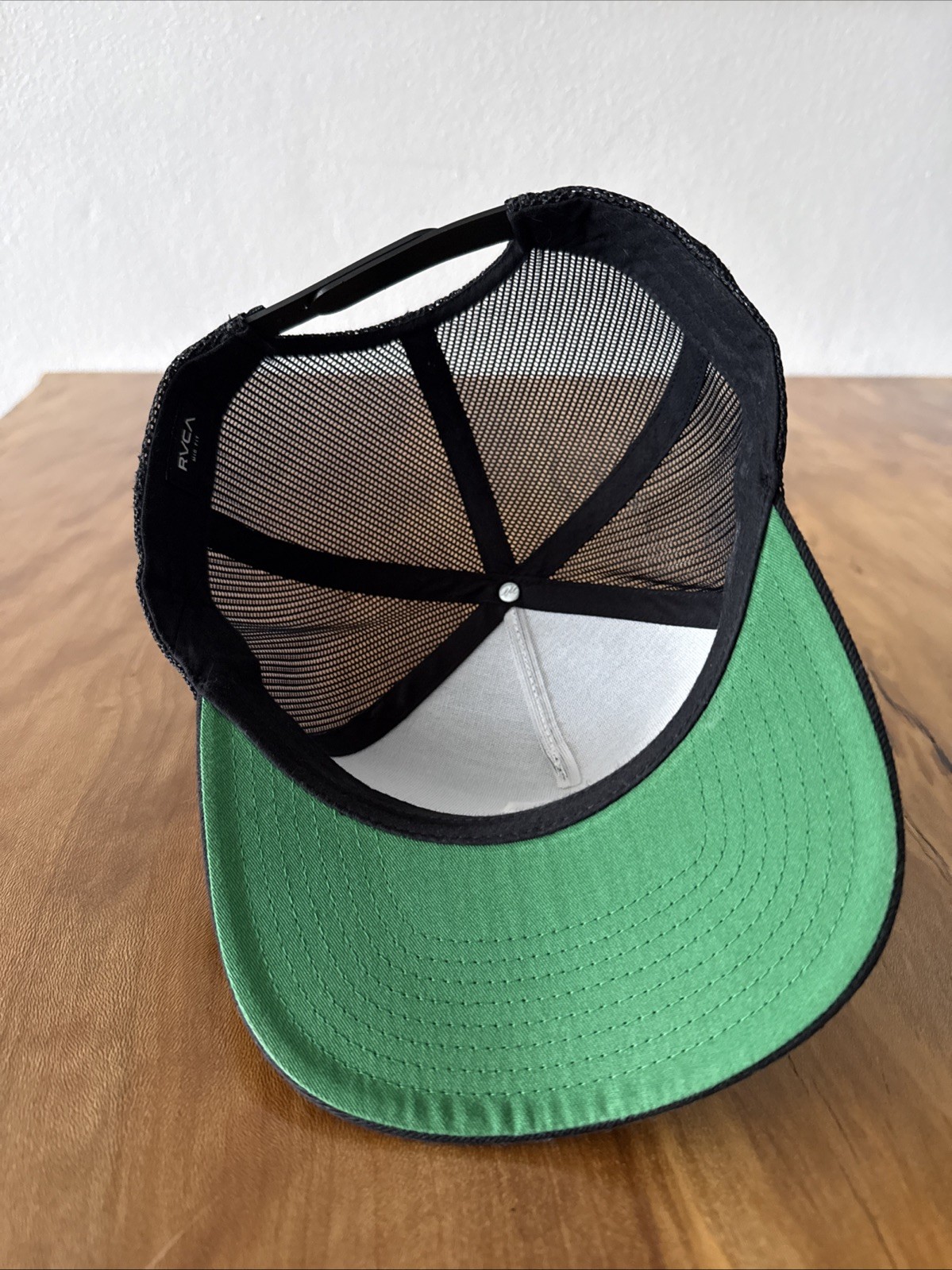 RVCA Hat Cap Snapback Black VA Mid Fit Trucker Mesh Back One Size Adjustable