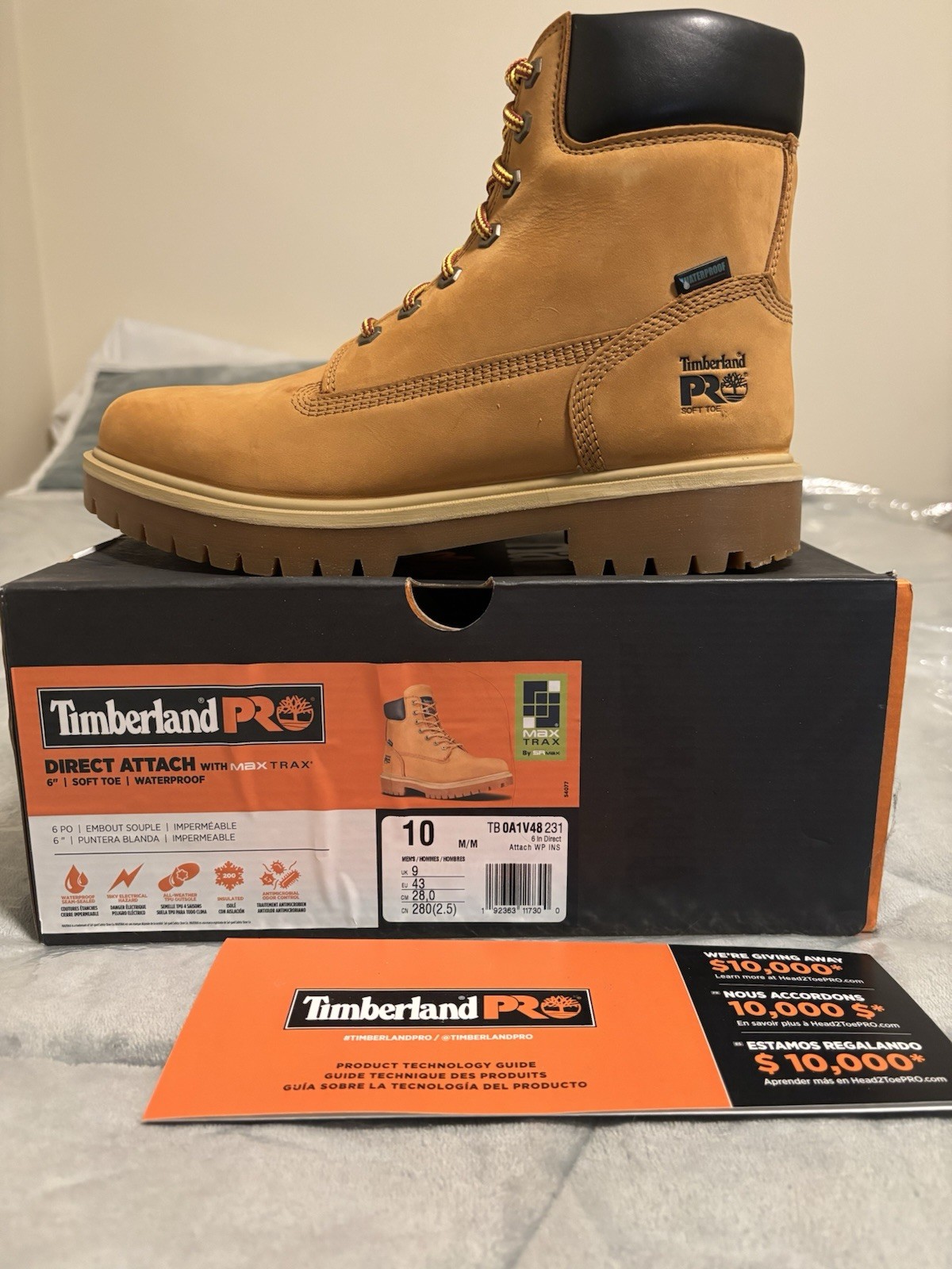 New Men’s Sz 10 Timberland Pro Direct Attach 6” Waterproof Work Boots