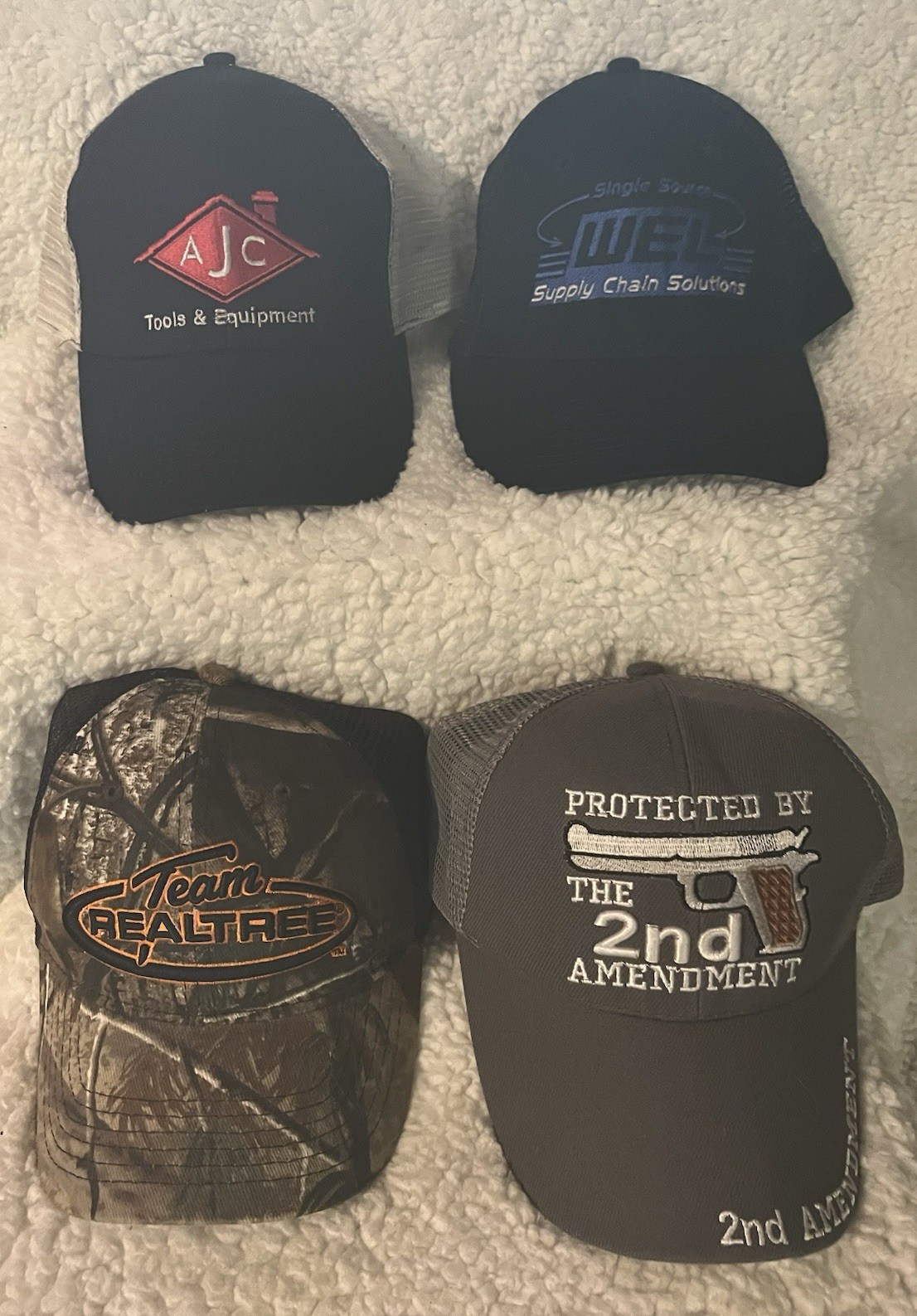 Lot of 4 Trucker Hats Caps AJC Tools WER Supply Chain Team Realtree 2nd Amendmen