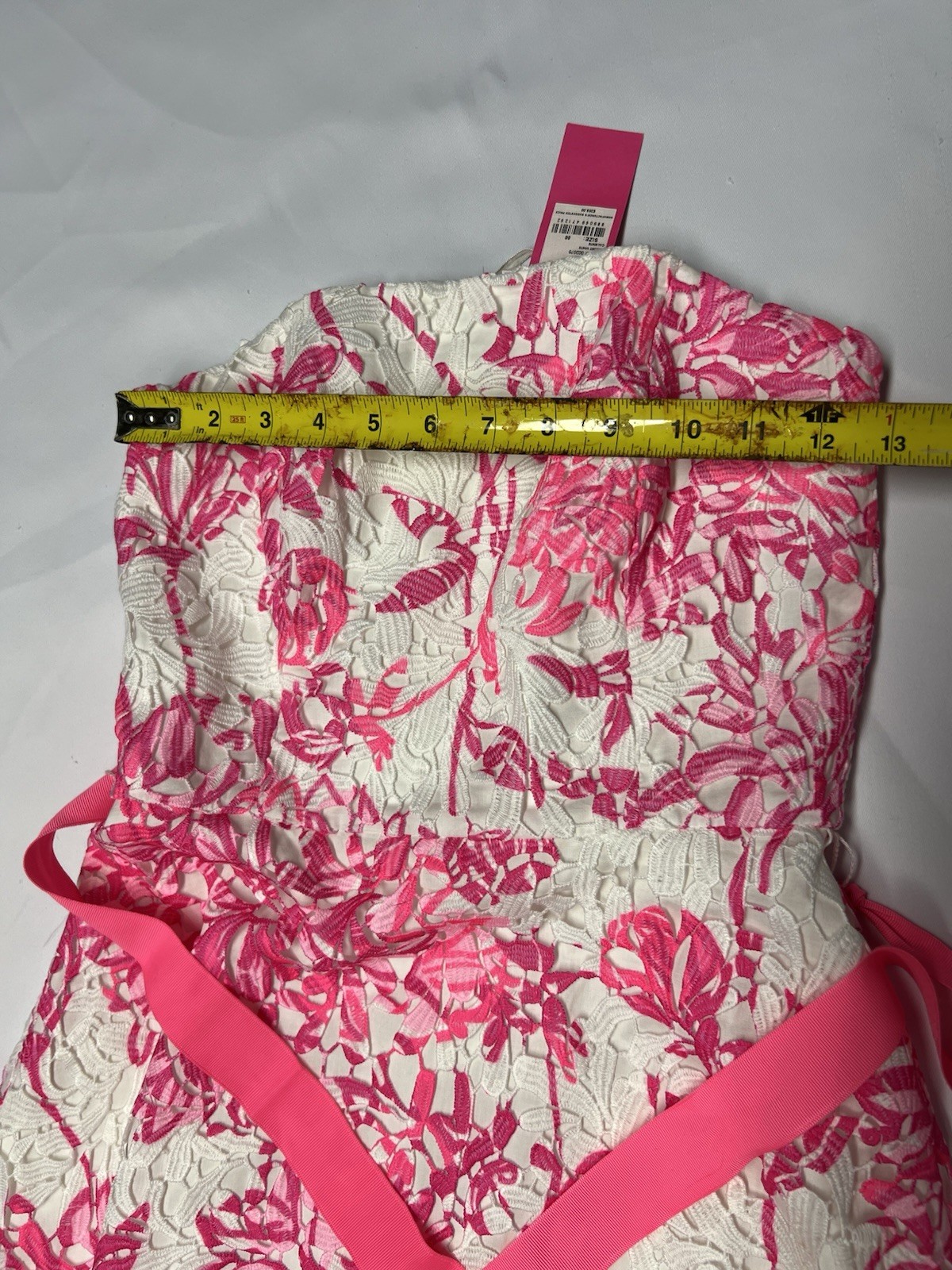Lilly Pulitzer Sienna Strapless Dress Caliente Pink & White Lace Sz 00 NWT