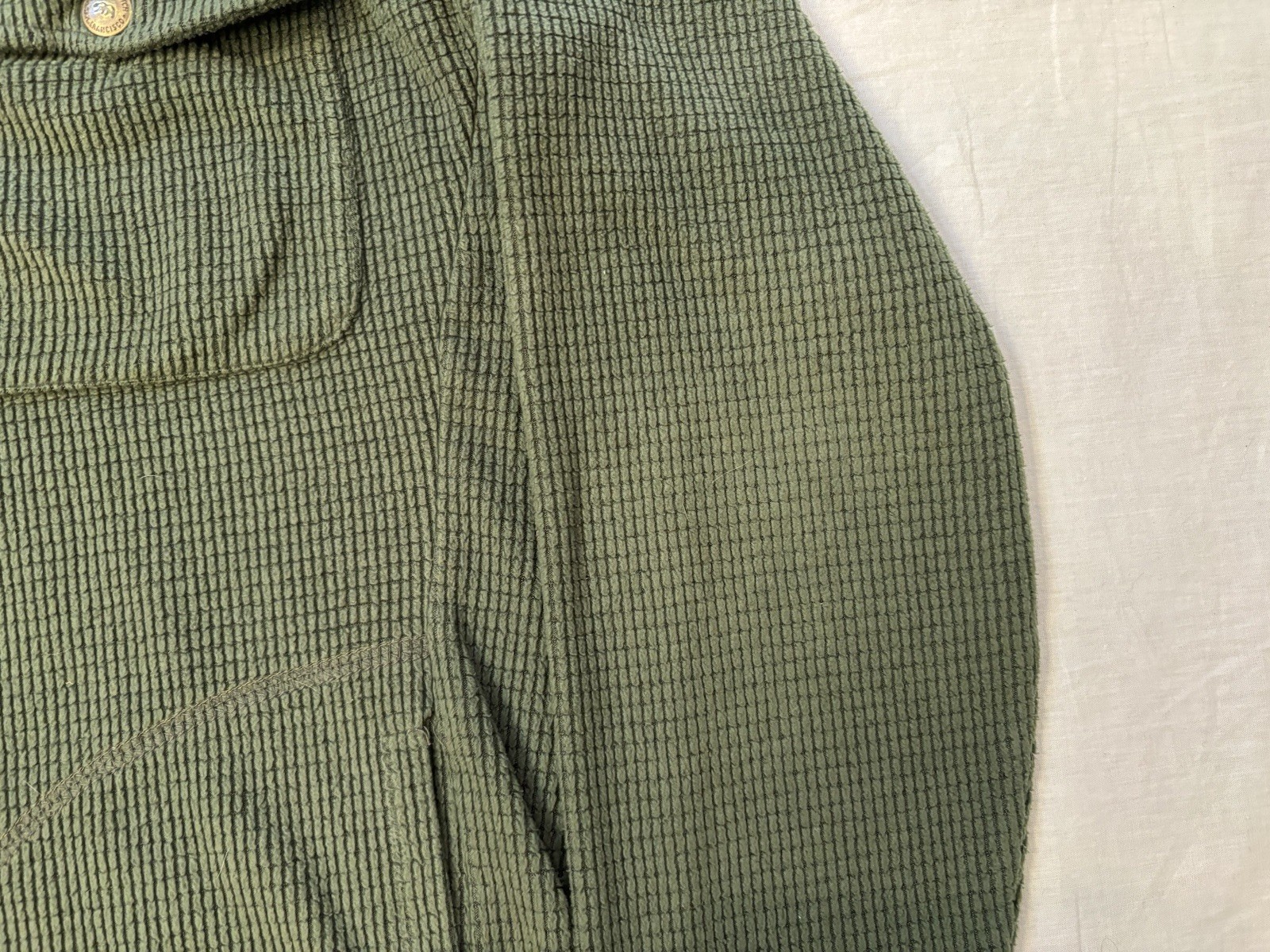 Taylor Stitch The Pack Shirt Snap Pullover Mens Size 40 Olive Green Waffle Weave