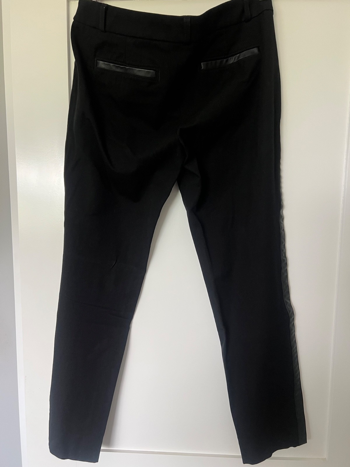 Banana Republic Women’s Sloan Black Slim Ankle Pants Leather Trim Size 8