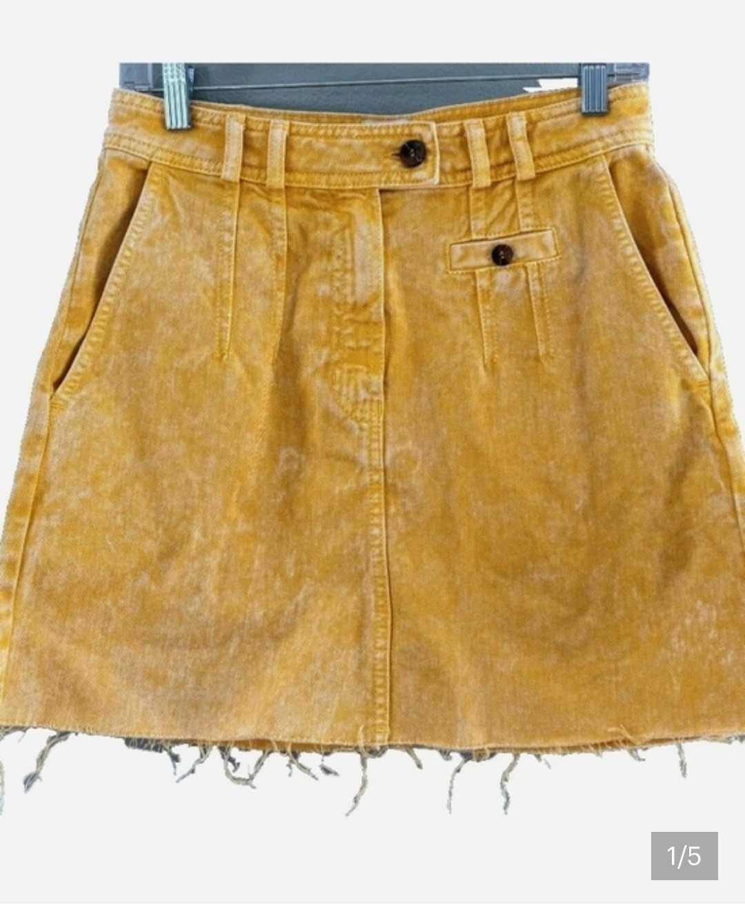 BDG Yellow Corduroy Mini Skirt Button-Front Solid Short Women’s Size S