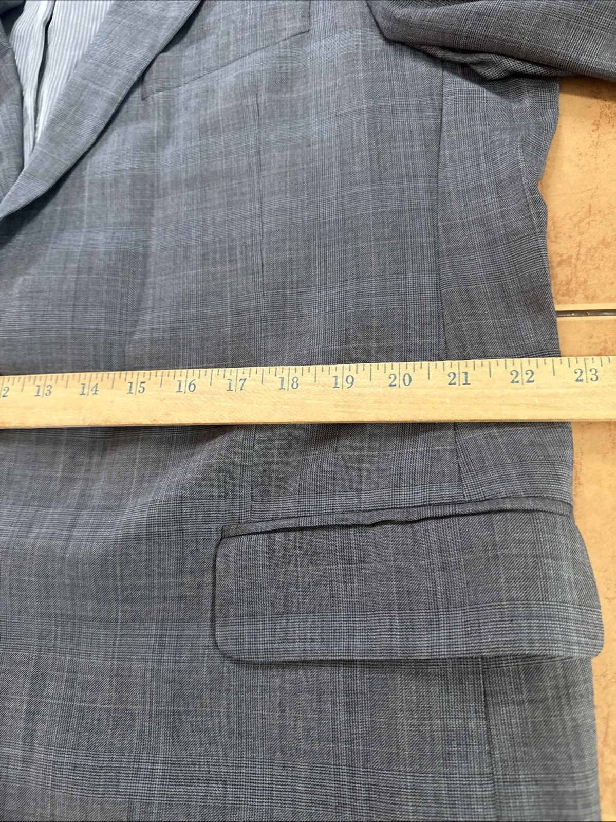 Jack Victor Suit Gray Plaid 44L Pants 38 x 30 Super 110s Wool Pinstripe 2 Piece
