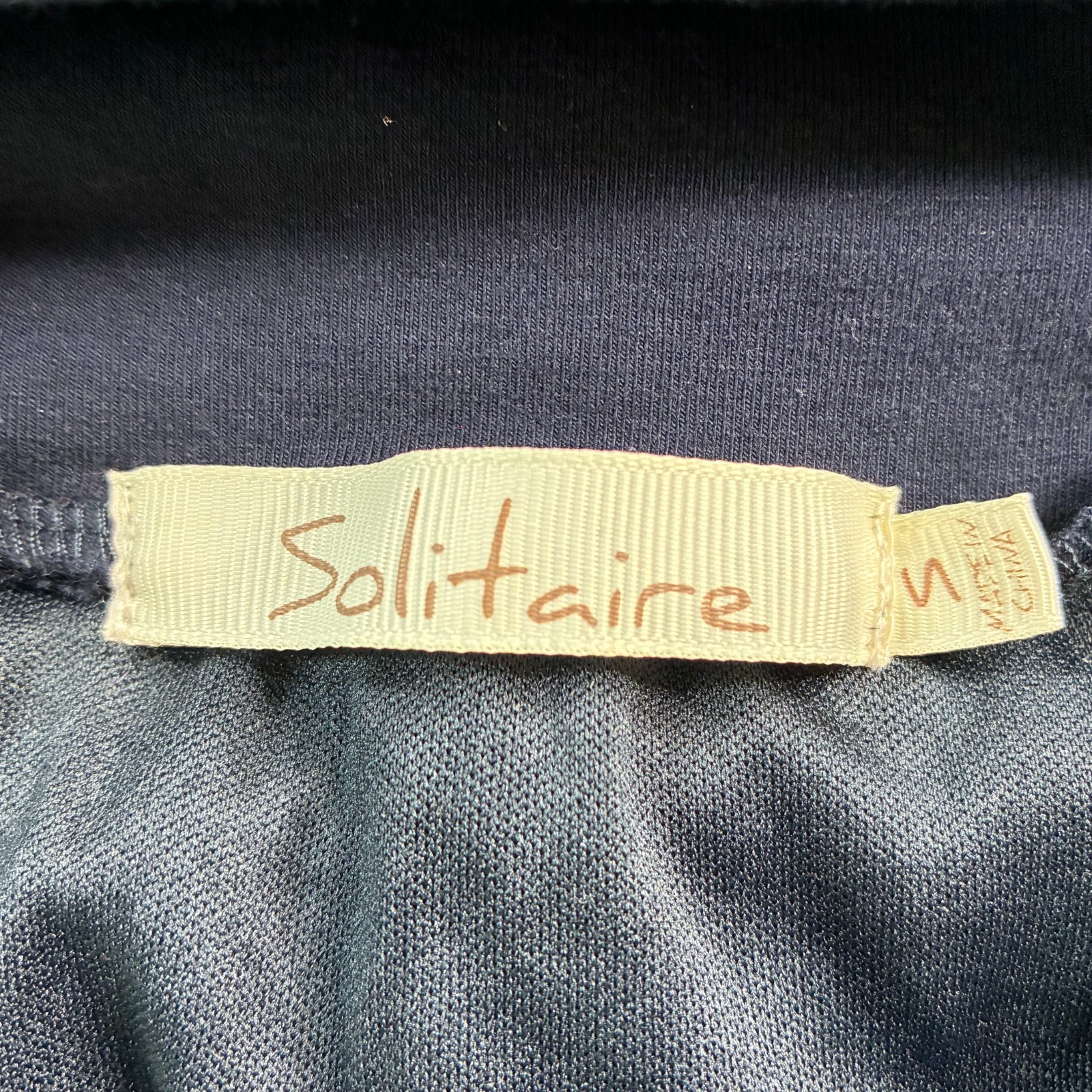 Solitaire Womens Mini Skirt Navy Blue Sz Sm Crochet Lace Lined Elastic Waistband