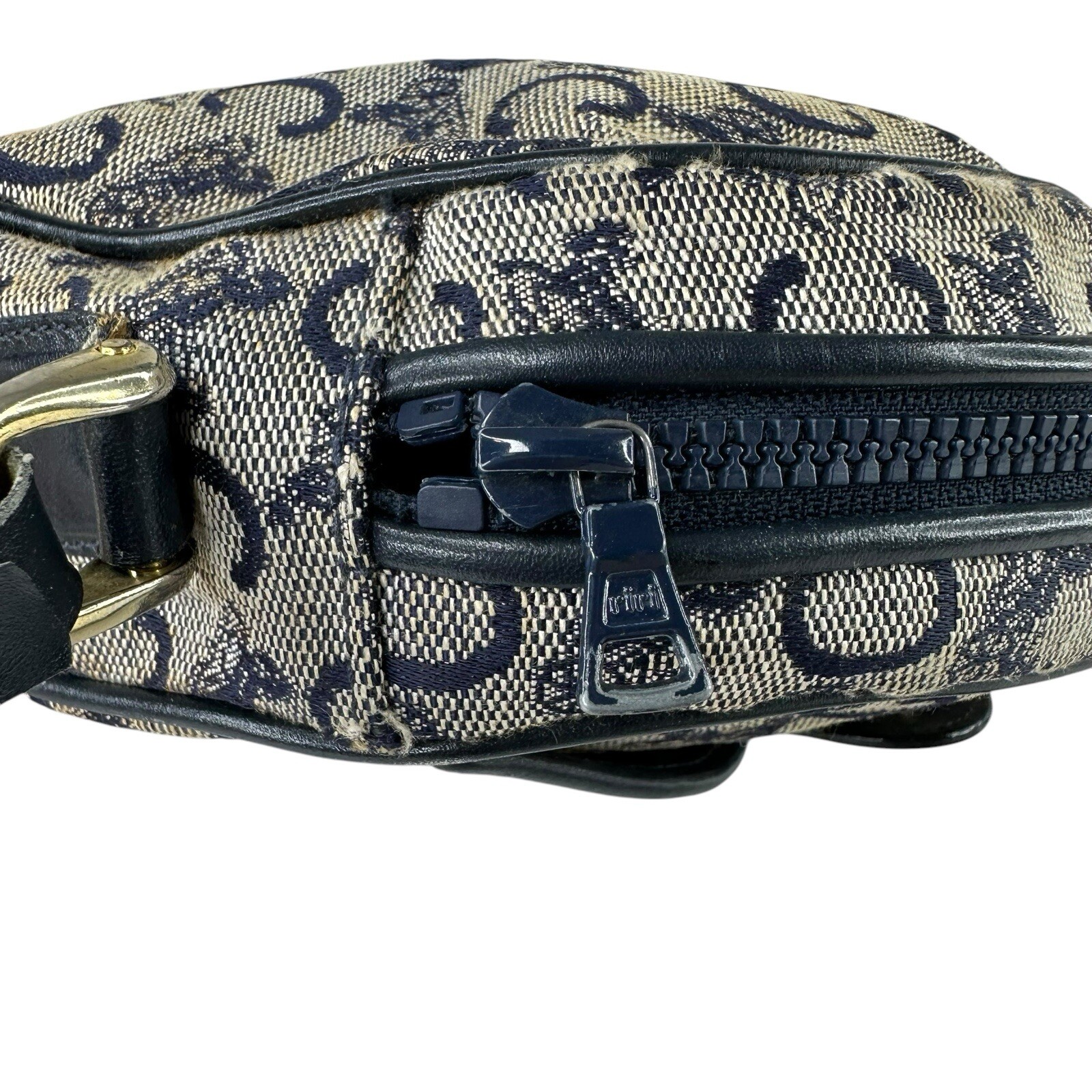 Celine Horse Carriage Hardware Gold Logo C Blue Jacquard/Leather Crossbody Bag