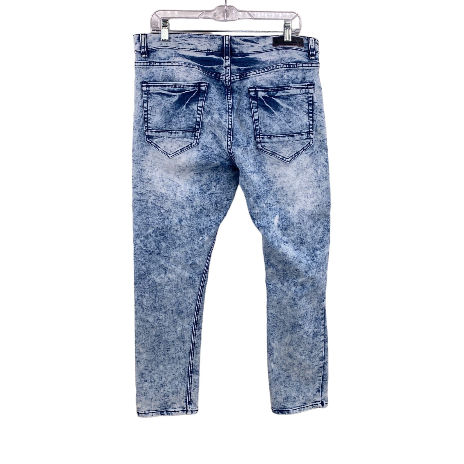 Broken Threads Mens Blue Denim Jeans Stone Washed Size 36 x 30 Slim Fit Stretch