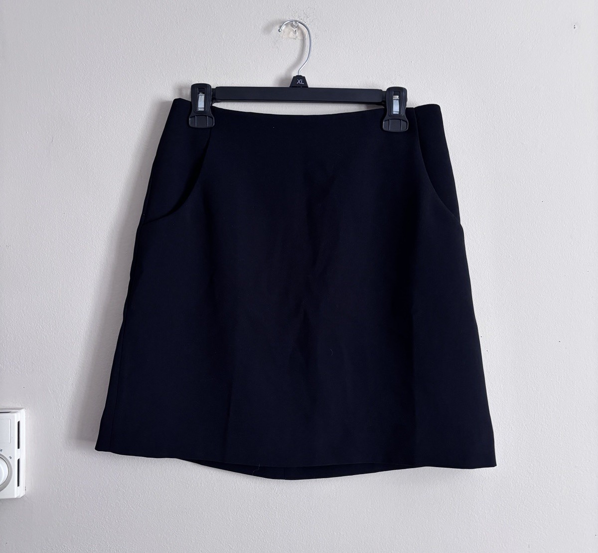 J Crew Womens 8 Classic A Line Mini Skirt Black Pockets Business Casual Formal