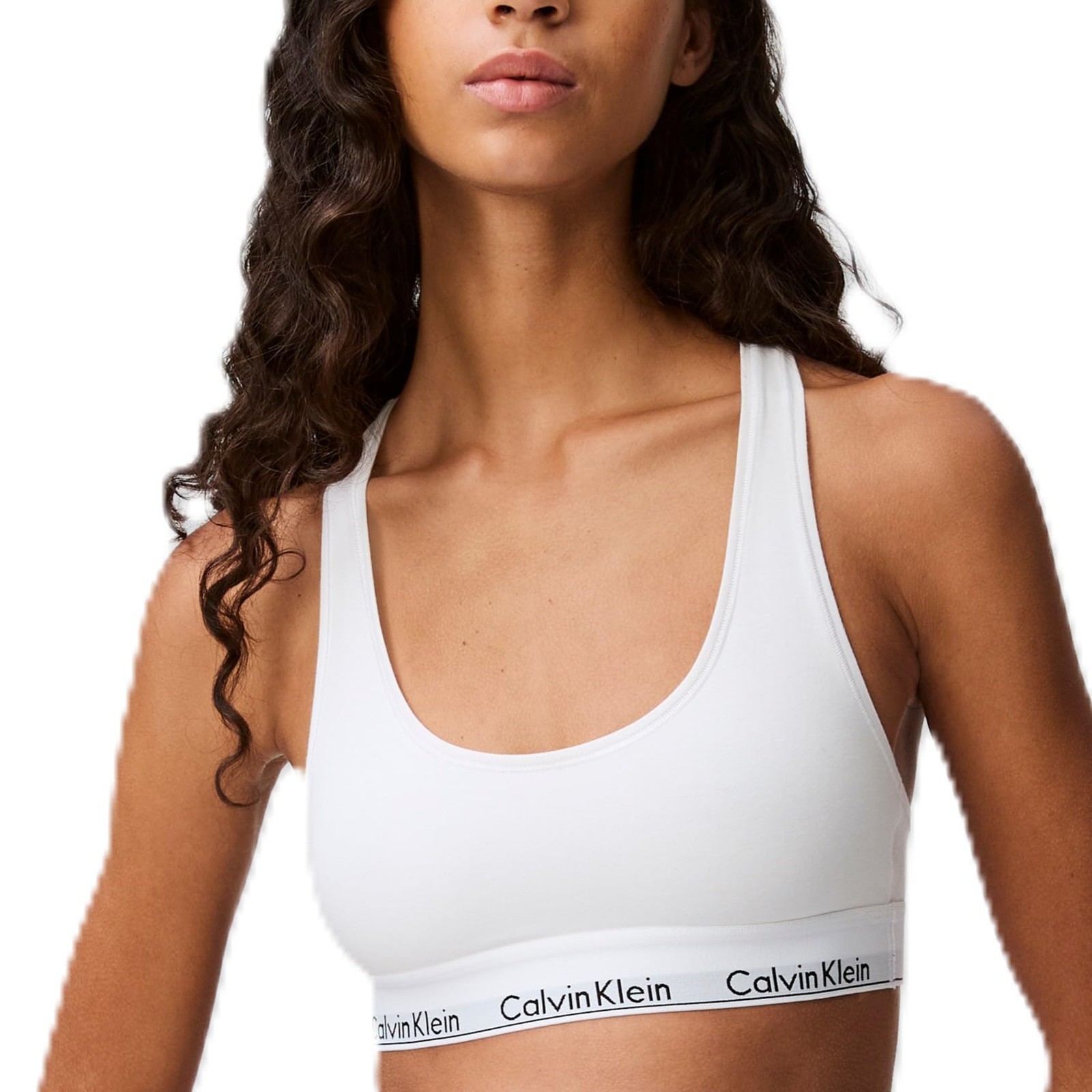 Calvin Klein Bralette Modern Cotton Unlined Wireless White Super-Soft Large