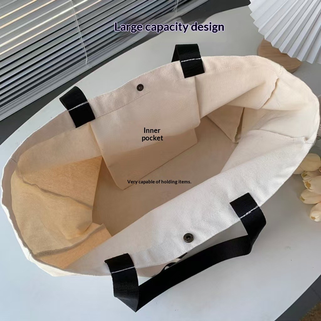 Cross-border Large-capacity Canvas Bag Womens Minimalist Single-shoulder Bag