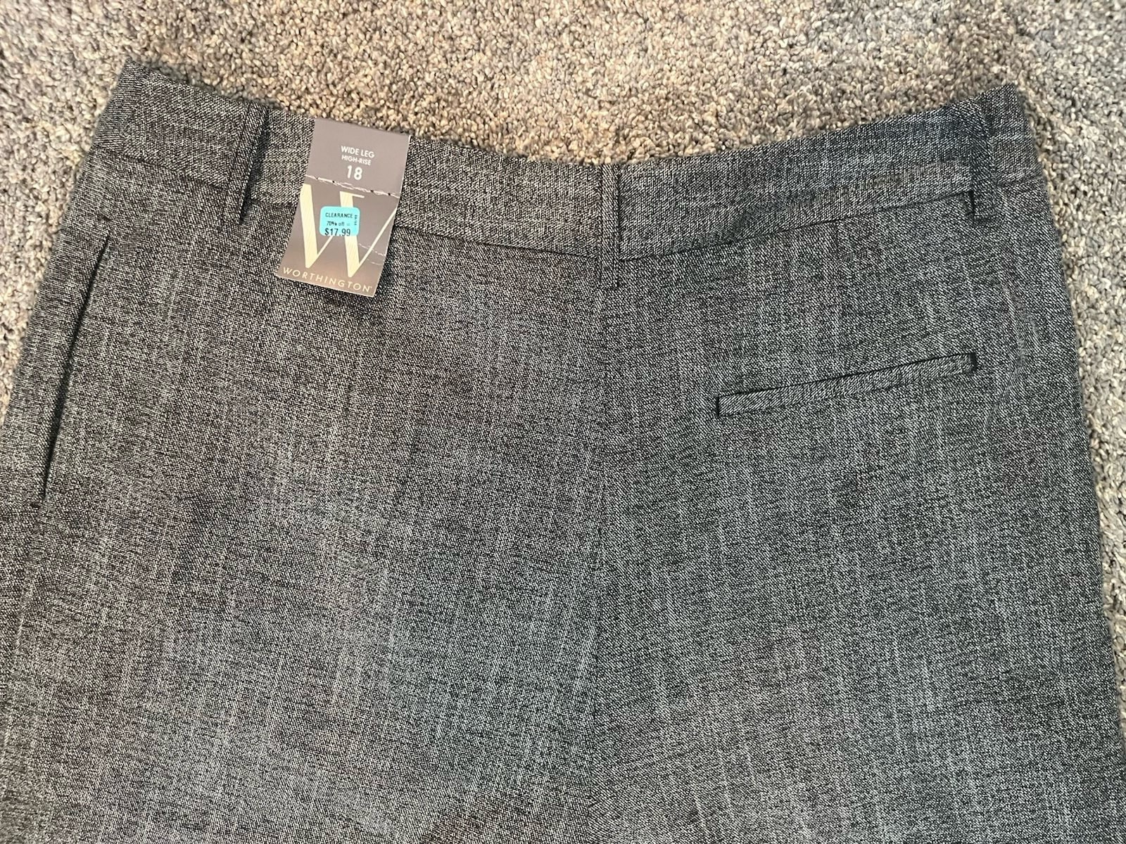 Worthington Women’s Black/Gray Wide-Leg Pleated Trousers Dress Pants Size 18