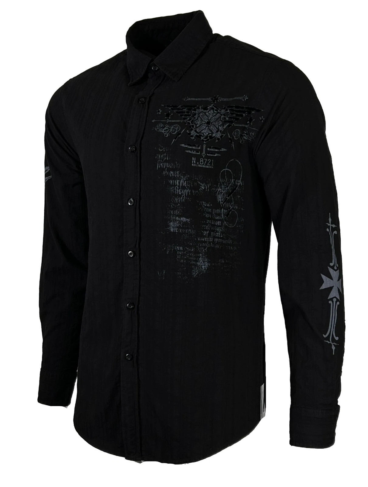 Xtreme Couture by Affliction Men’s Button Down Shirt CONNECT Black Biker