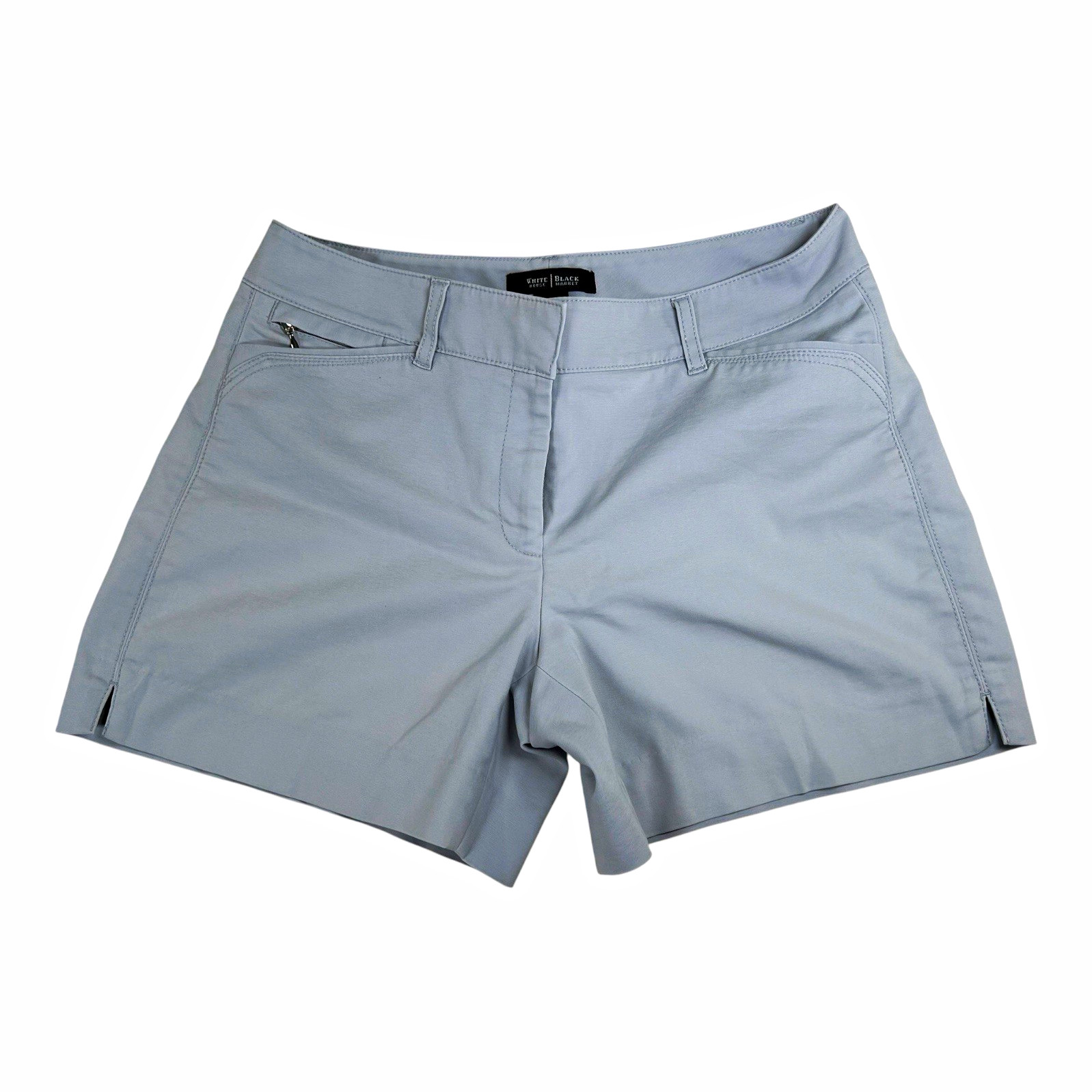 White House Black Market Women’s Gray Chino Shorts Size 4 Mid Rise Quiet Luxury