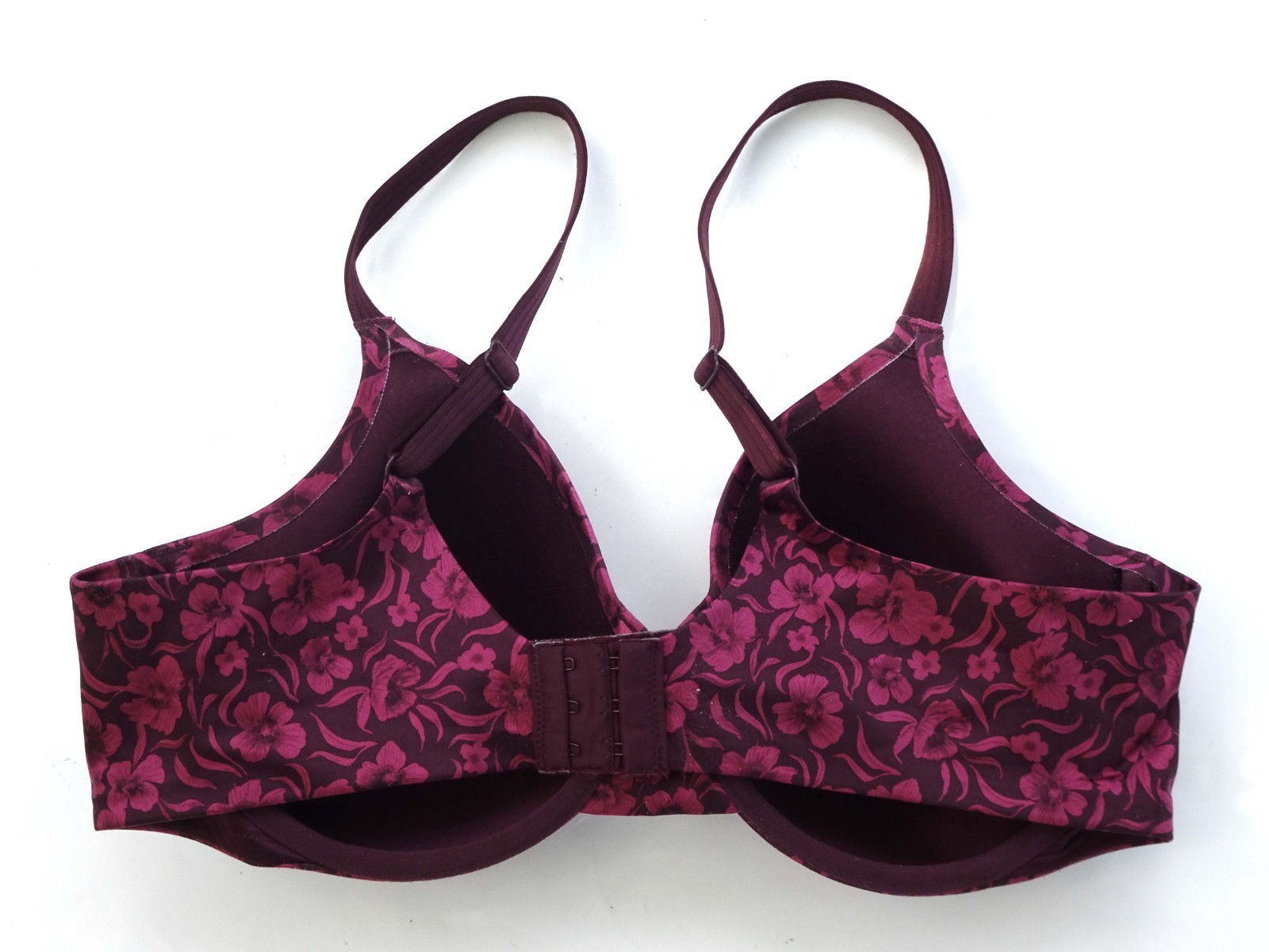 Bali One Smooth U Smoothing & Concealing Underwire Bra Burgundy Flowers Size 40C