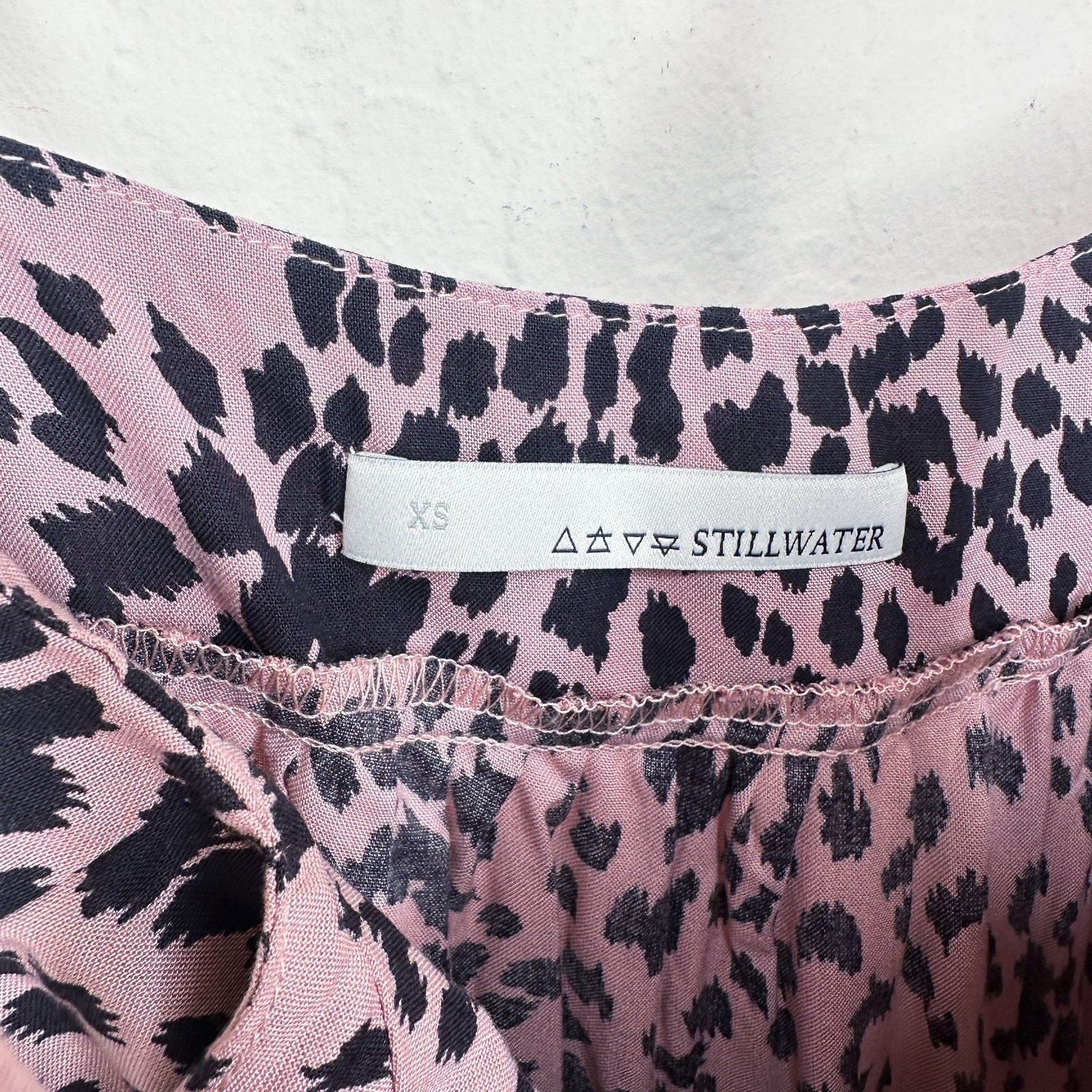 Stillwater Memz Pebbles Pink Cheetah Leopard Print Tiered Leg Slit Maxi Dress XS