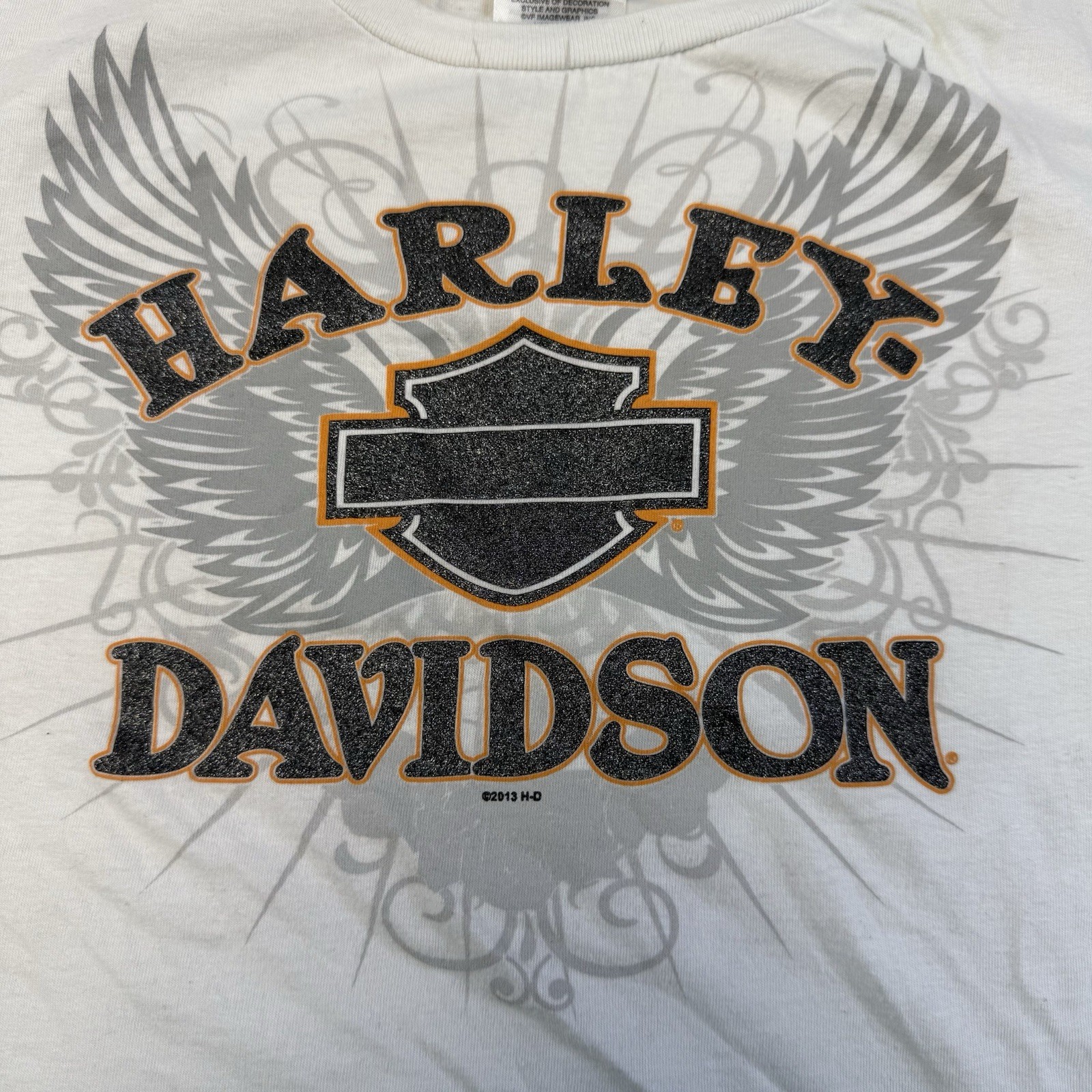 Harley Davidson T-Shirt Womens Large White Rhinestone Dubai United Arab Emirates