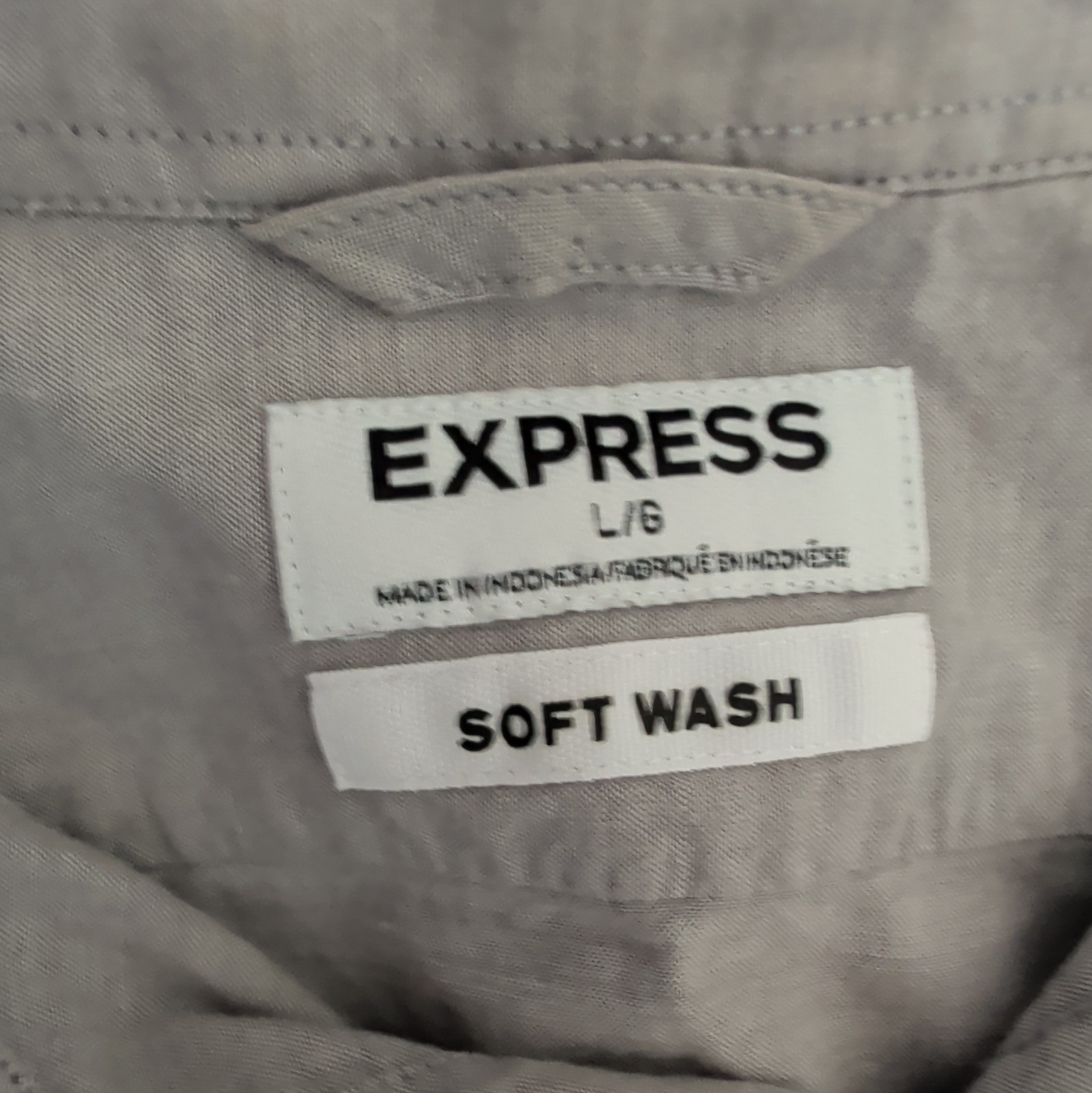 Express Men’s Soft Wash Button-Up Shirt, Size L, Gray