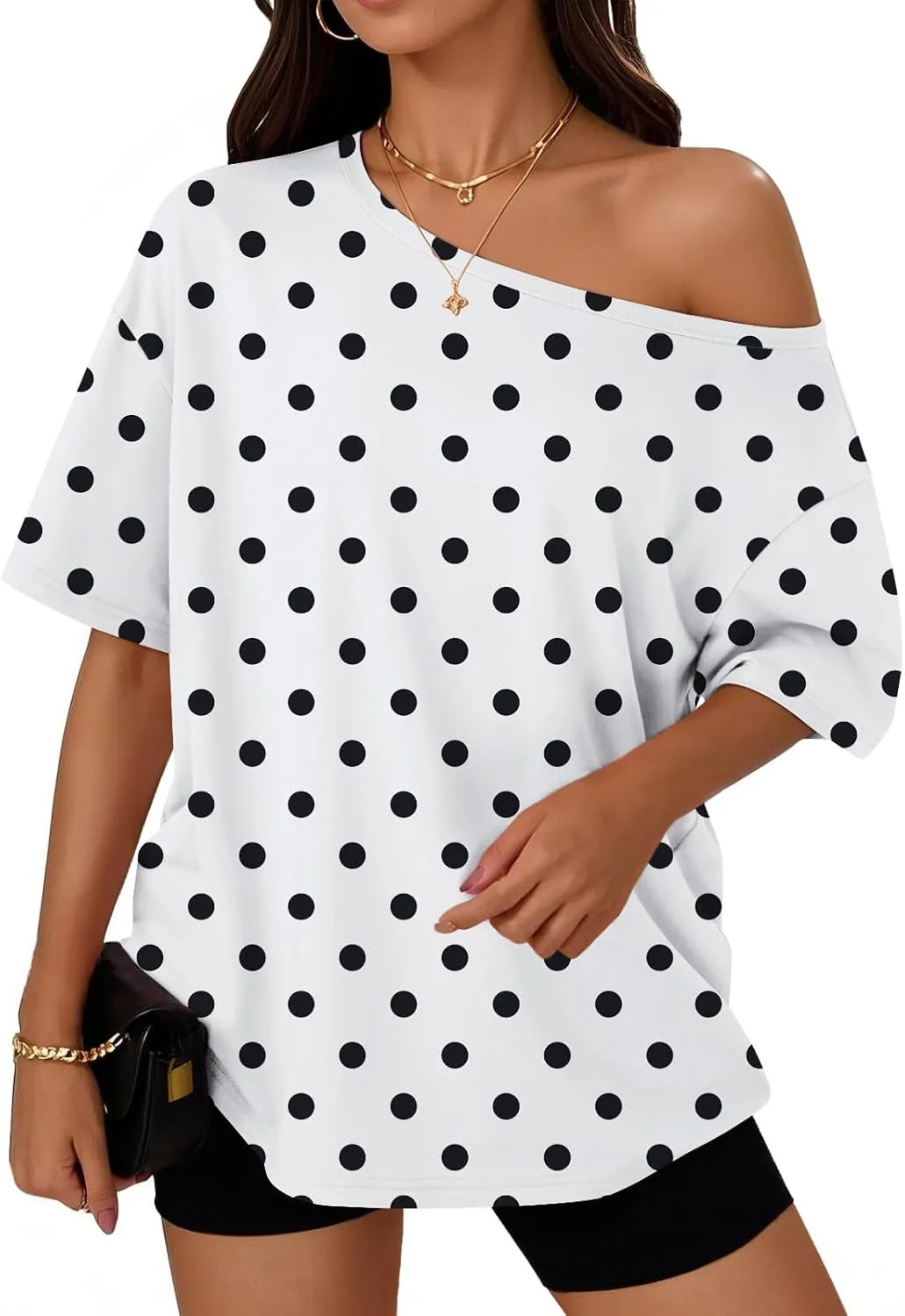 Trendy Queen Womens Off Shoulder Oversized T Shirt Summer Spring Casual Top