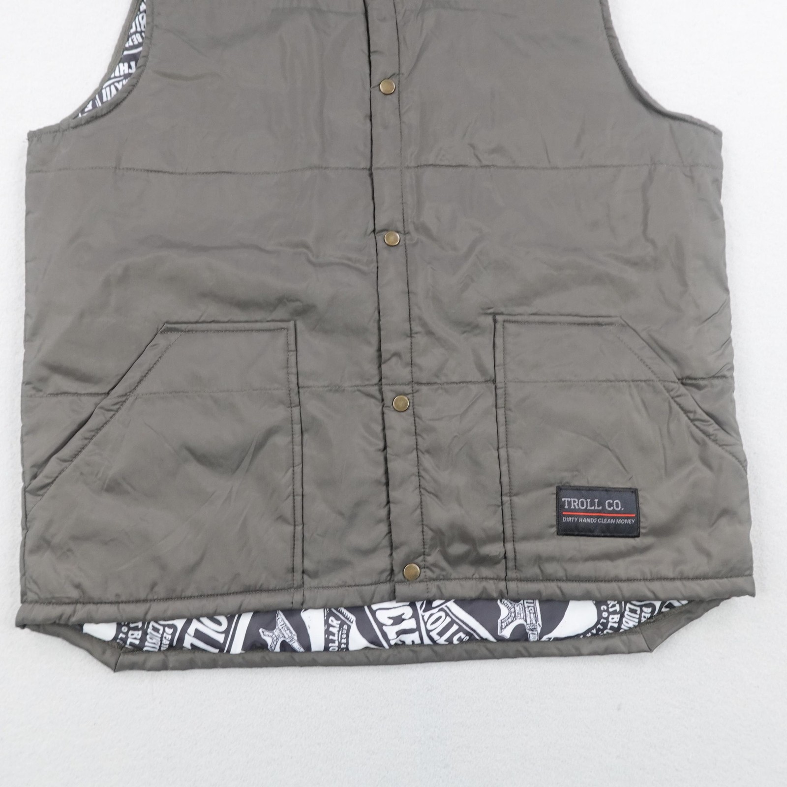 TROLL CO Vest Mens Medium Gray Redford Quilted Windbreaker Insulated Lightweight