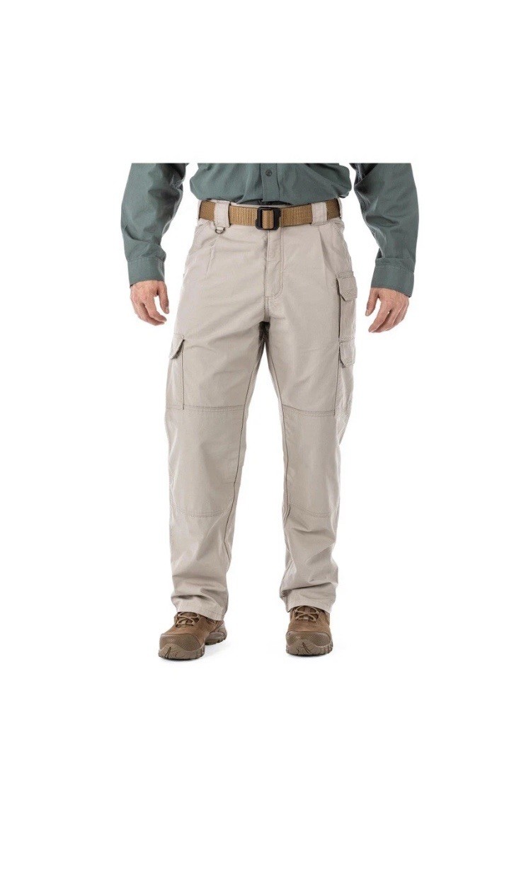 Men’s Beige Cotton Canvas Cargo Pants 34 Regular Straight Leg Pockets