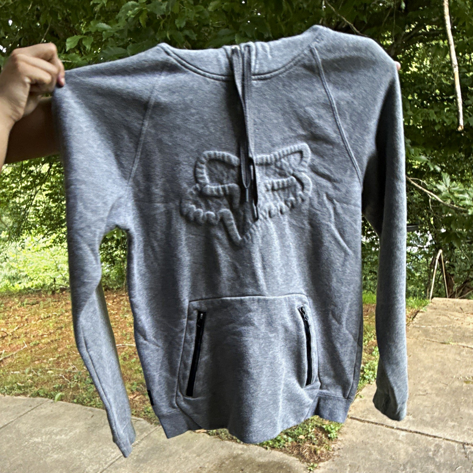 Fox Racing Gray Logo Pullover Hoodie Mens S Regular Fleece Hooded Pockets