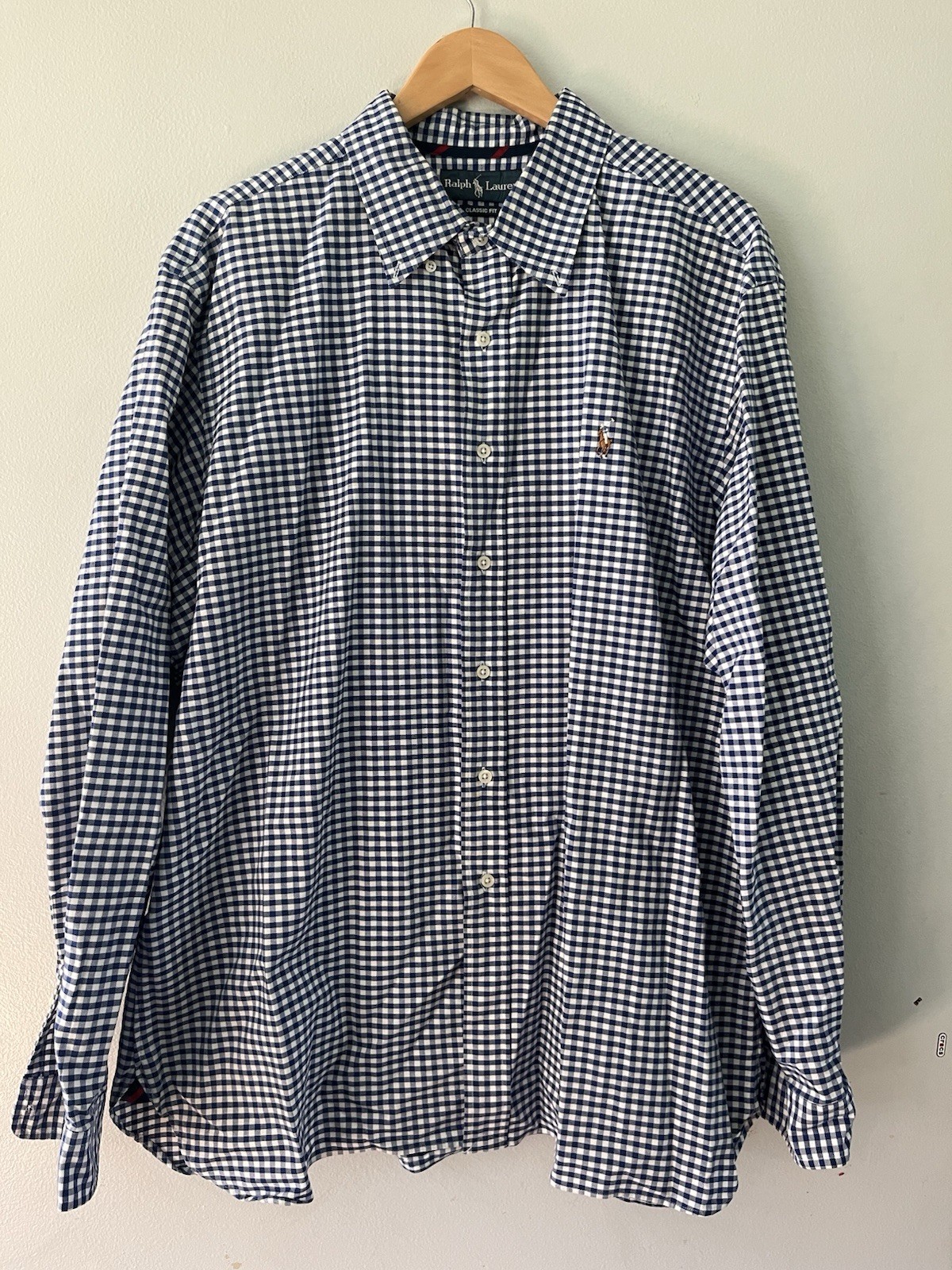 Ralph Lauren XXL Button Down Long Sleeve Shirt Gingham Horse Preppy
