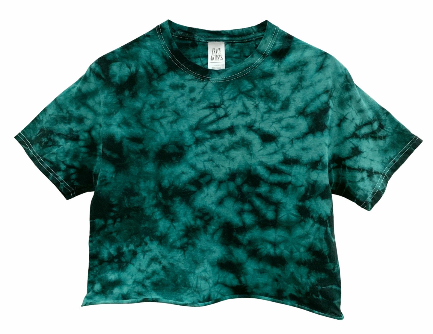 Crystal Tie Dye Unisex Cropped Tee, Hand Dyed, Raw Bottom Edge