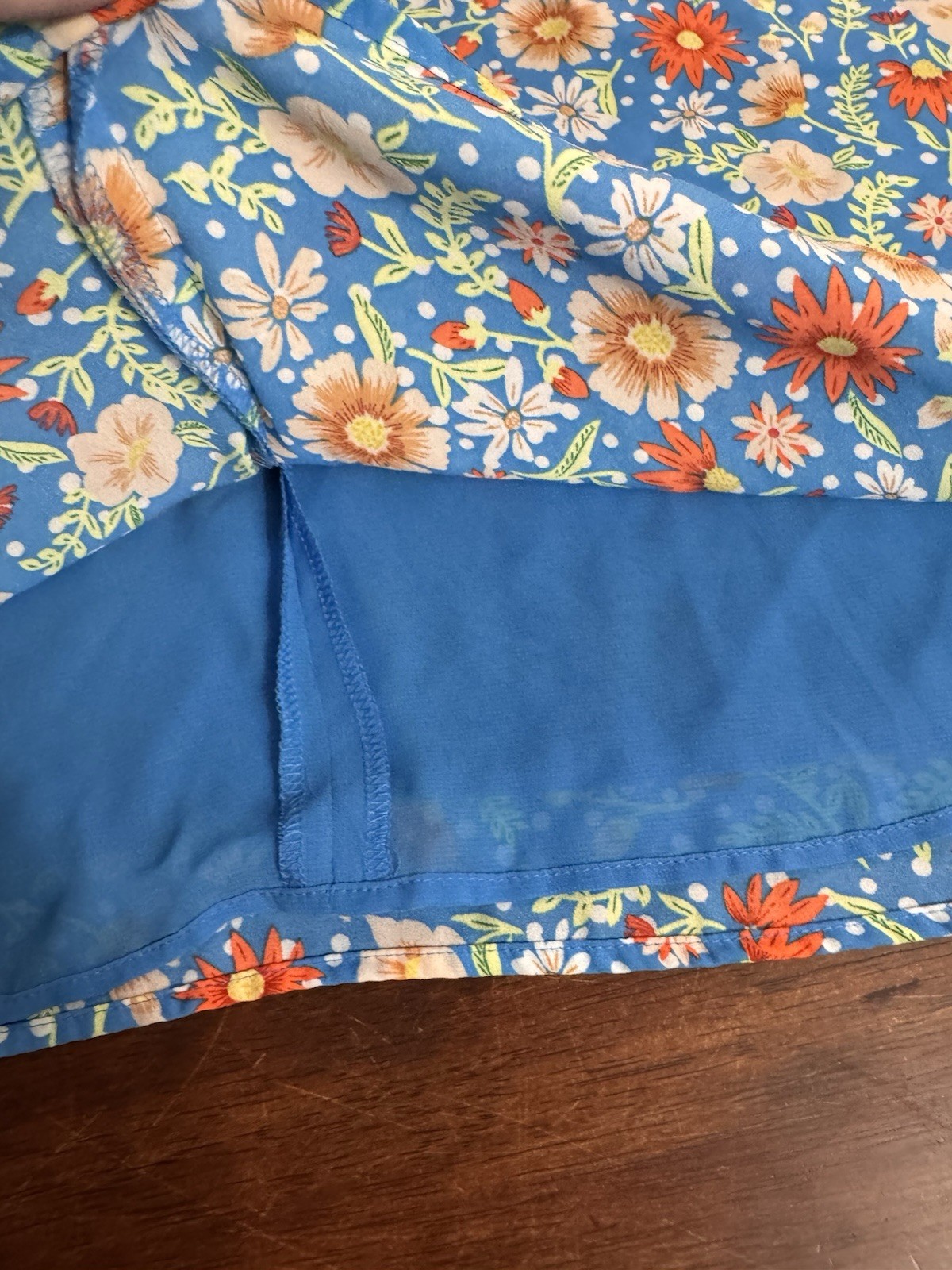LOFT Blue Floral Spaghetti Strap Blouse Tank Top Gold Button Detail Large