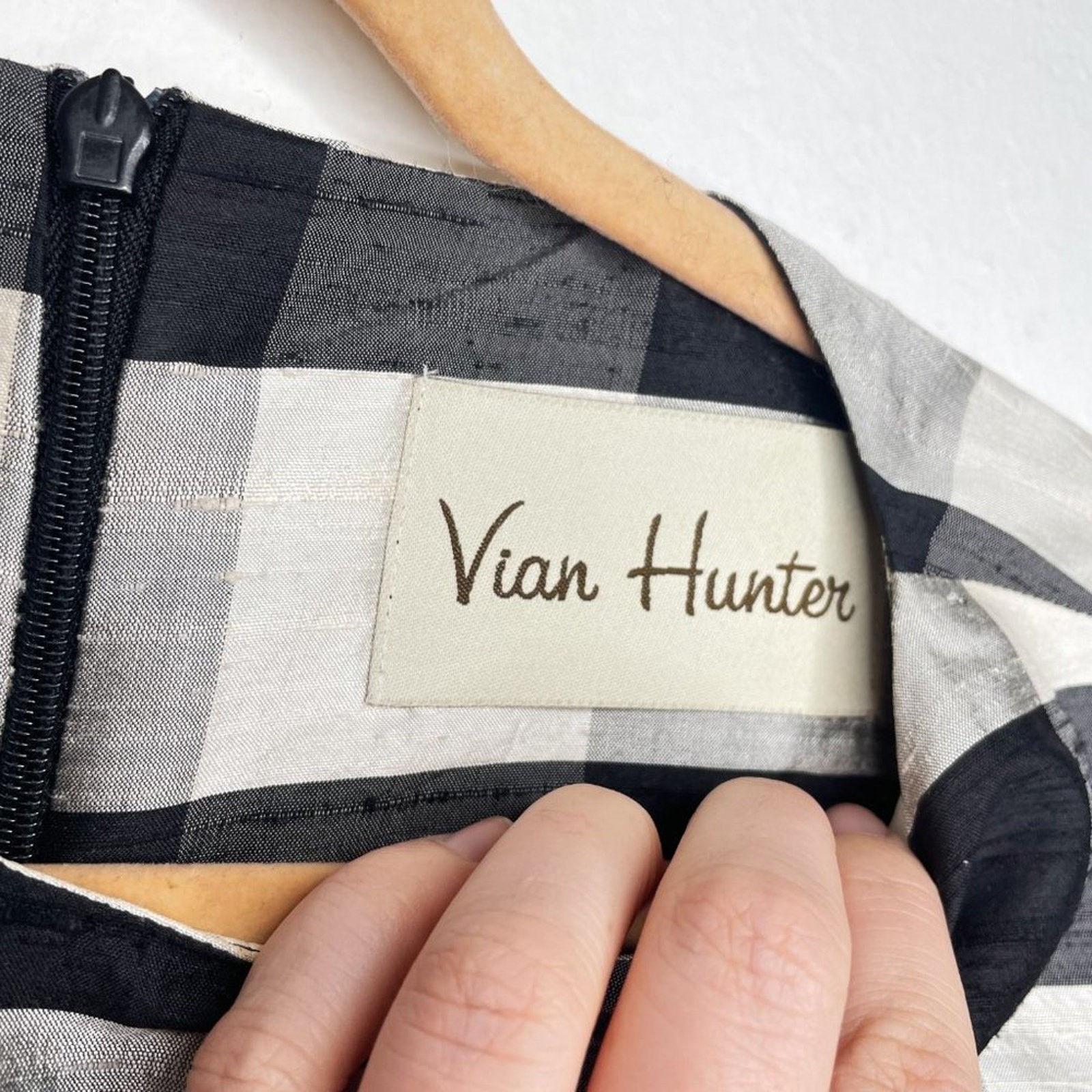 Vian Hunter Buffalo Plaid Retro Silk Sleeveless Pleated Fit and Flare Dress 6