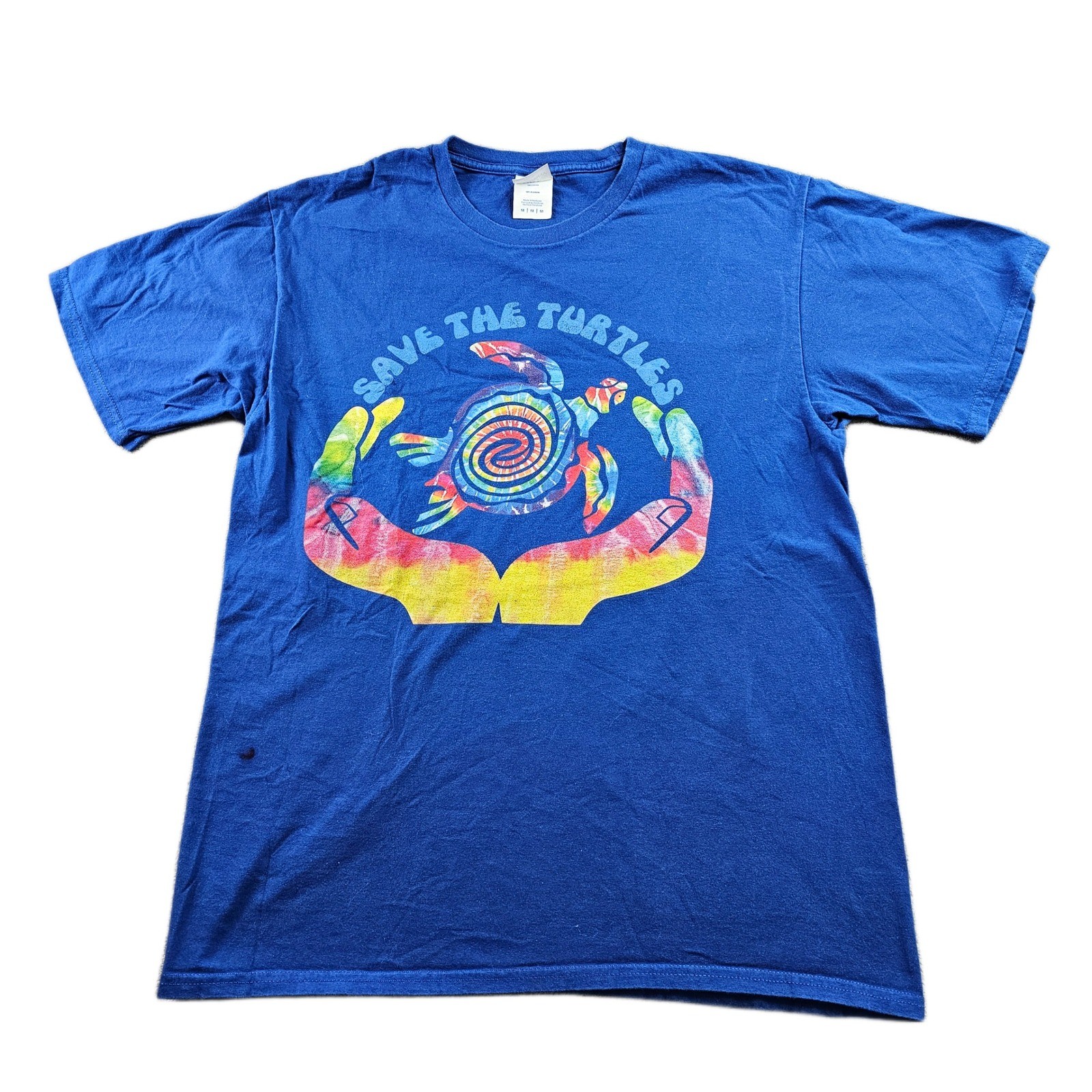 Port & Company T-Shirt Youth M Blue Save The Turtles Graphic Crew Neck Pullover