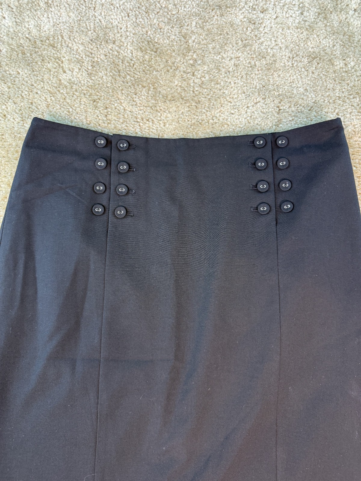 The Limited Skirt Size 8 Black Buttons Knee Length Pencil Lined Slit D277