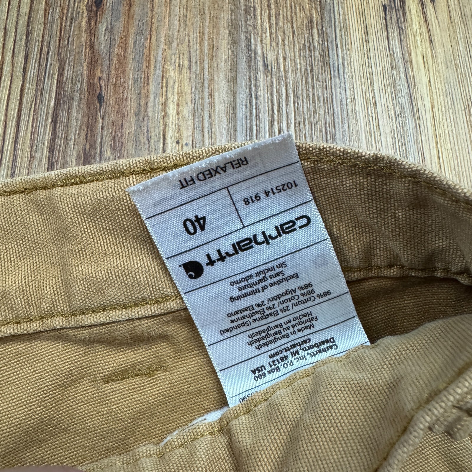 Men’s Carhartt Tan Khaki Canvas Work Shorts Relaxed Fit 40