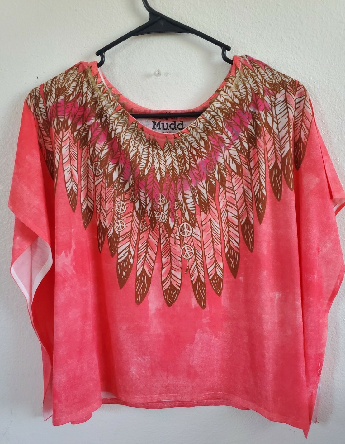 Mudd Women’s T-Shirt Blouse Top Sleeveless Hippie peace Multi color Sz XL16 NWOT