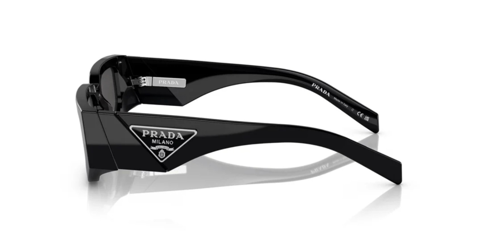 Prada PR09ZS 1AB5S0 Rectangle Sunglasses in Black/Gray Lens 100%