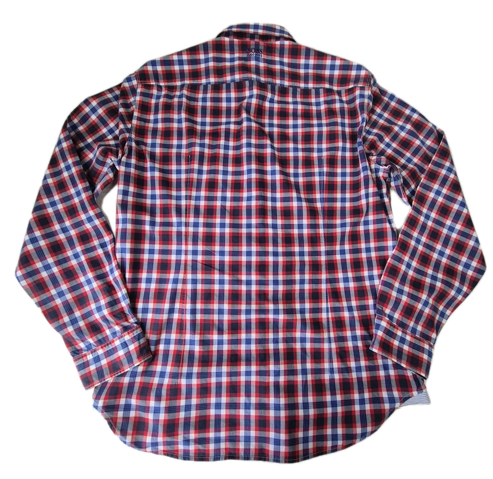 Hugo Boss Checked Button Up Long Sleeve Shirt Men’s L Blue Green White