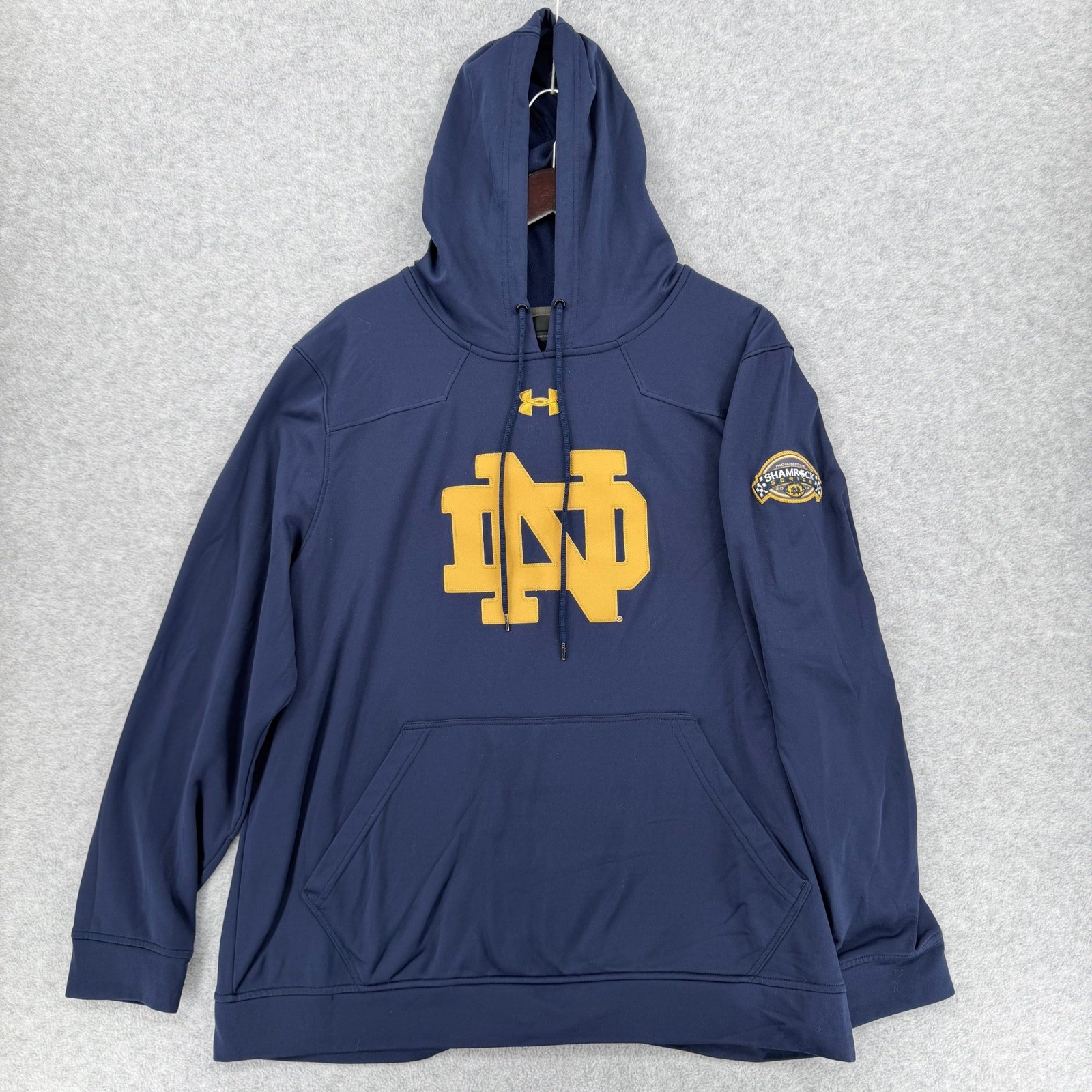 Under Armour Hoodie Mens XL Blue Notre Dame Shamrock Series 2014 UM8762ND1