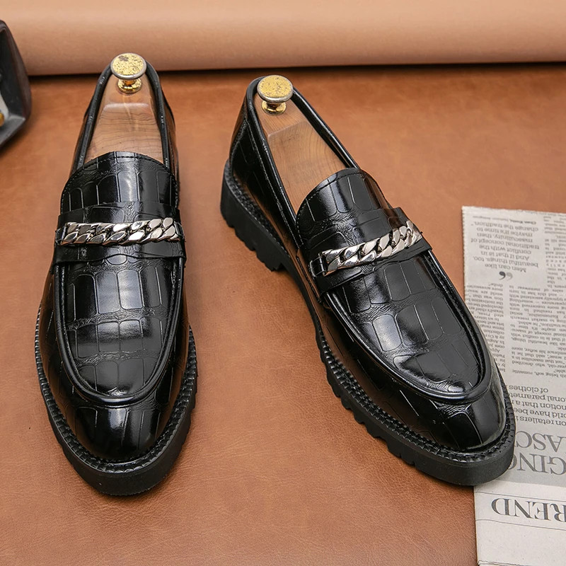 Comfortable Chain Wholesale Casual Formal Slip on Men Dress Leather Shoes