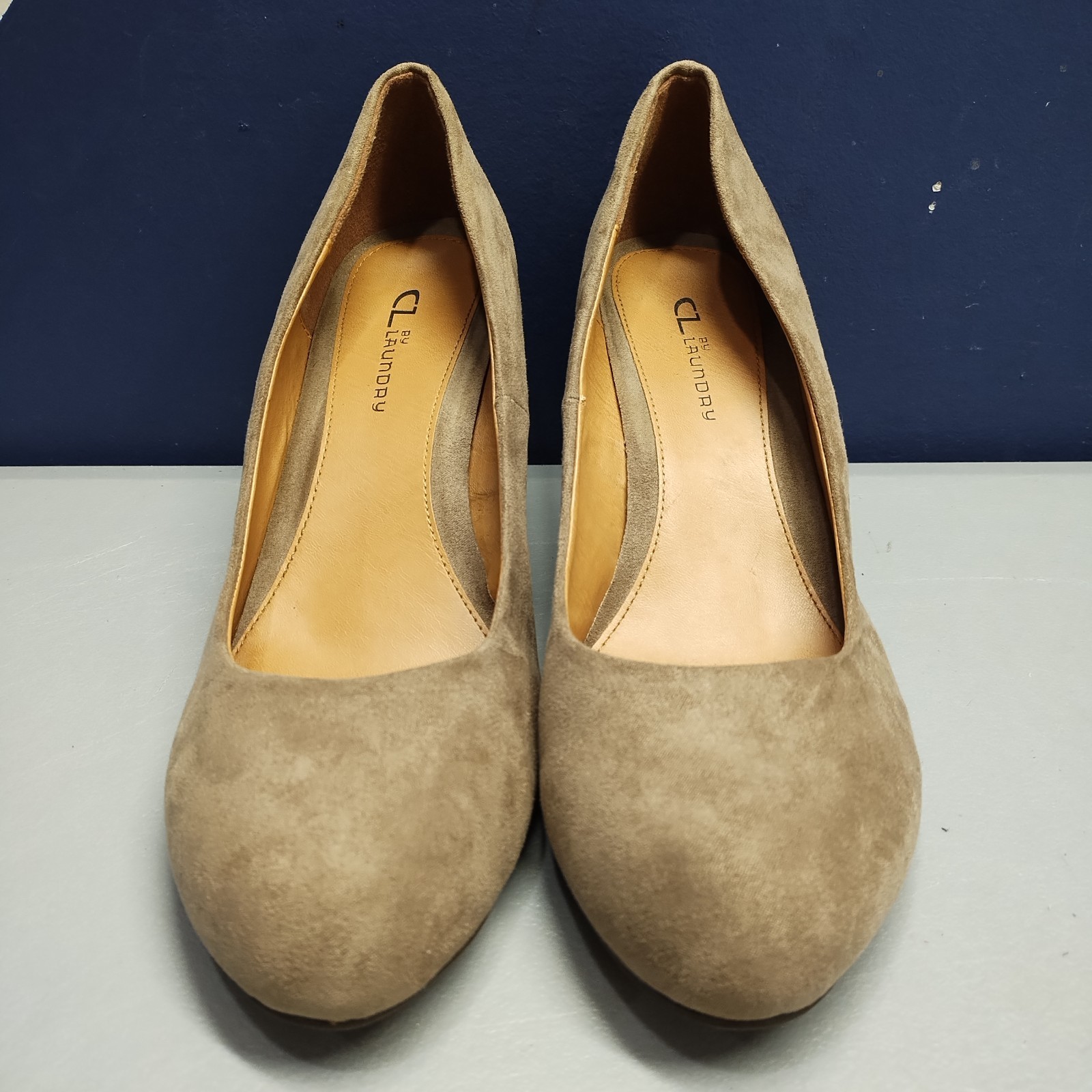 CL by Laundry Nima Wedge Pumps Womens US Size 11M Brown Suede Almond Toe Slip On