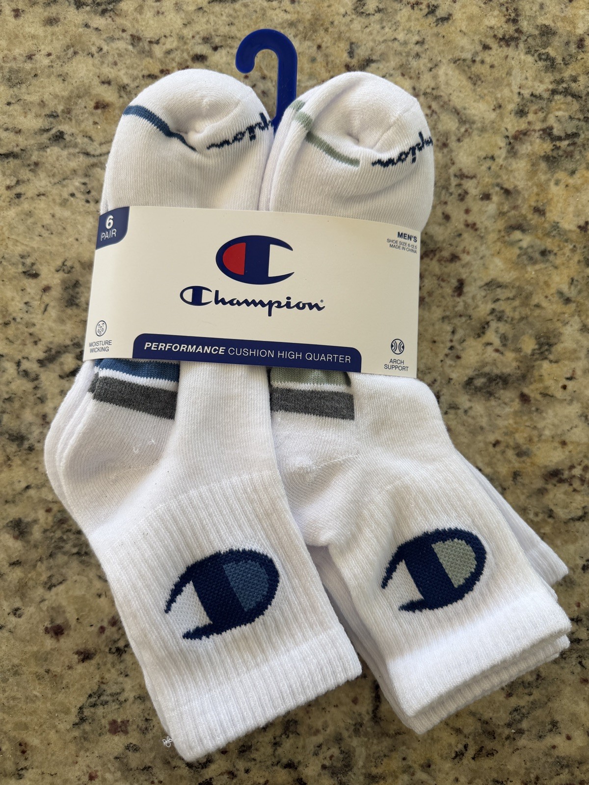 Champion Athletic 6 Pair Cushion Socks PERFORM CUSHION HIGH QUARTER size 6-12.5