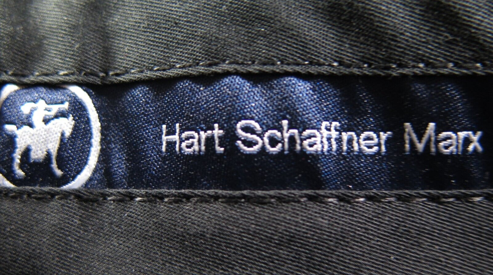 Hart Schaffner & Marx Imported Wool Dark Blue Striped Mens Suit 34×31 39 R USA
