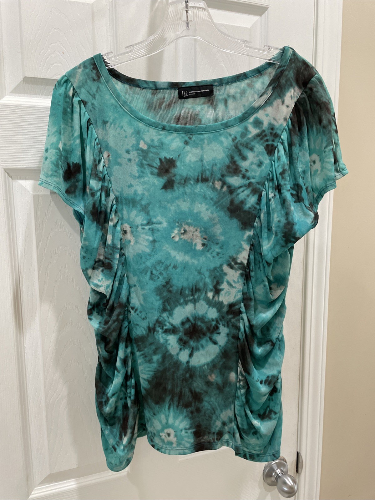 INC International Concepts Women Short sleeve Gorgeous Black Pullover Sz L