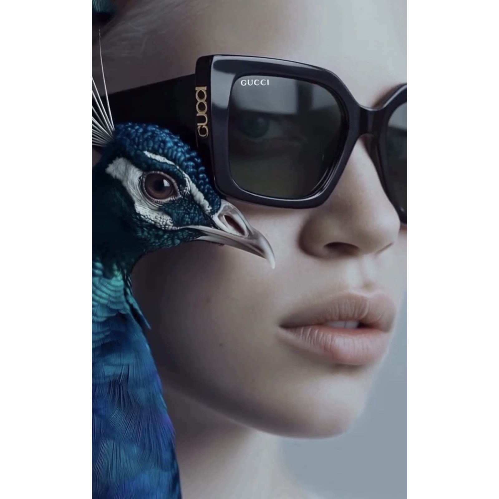 GUCCI GG2039S 001 Black Gold Grey Gradient Lens Women Sunglasses Large AUTHENTIC