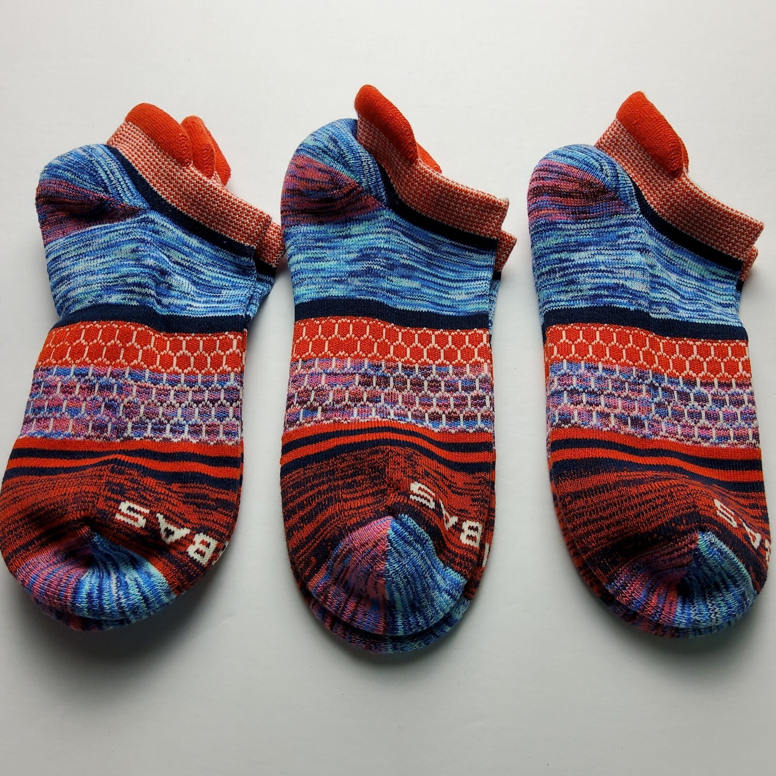 Bombas Space Dye Pattern Ankle Socks Lot Of 3 Size L