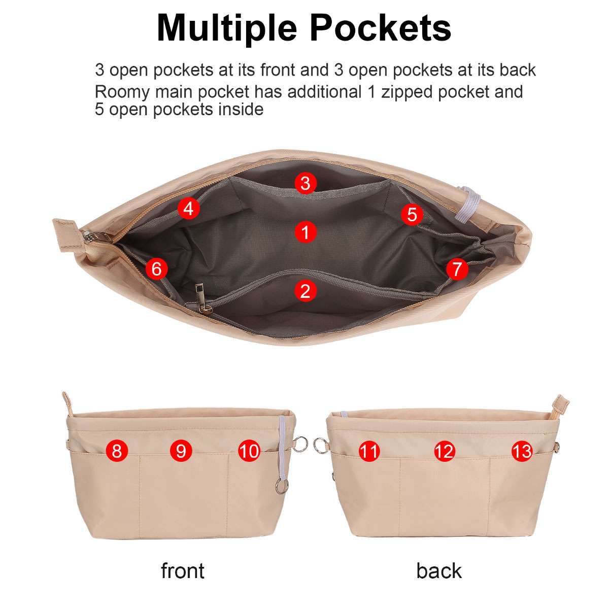 Purse Organizer Insert Nylon Bag Handbag Organizer Shaper for Neverfull Tote US