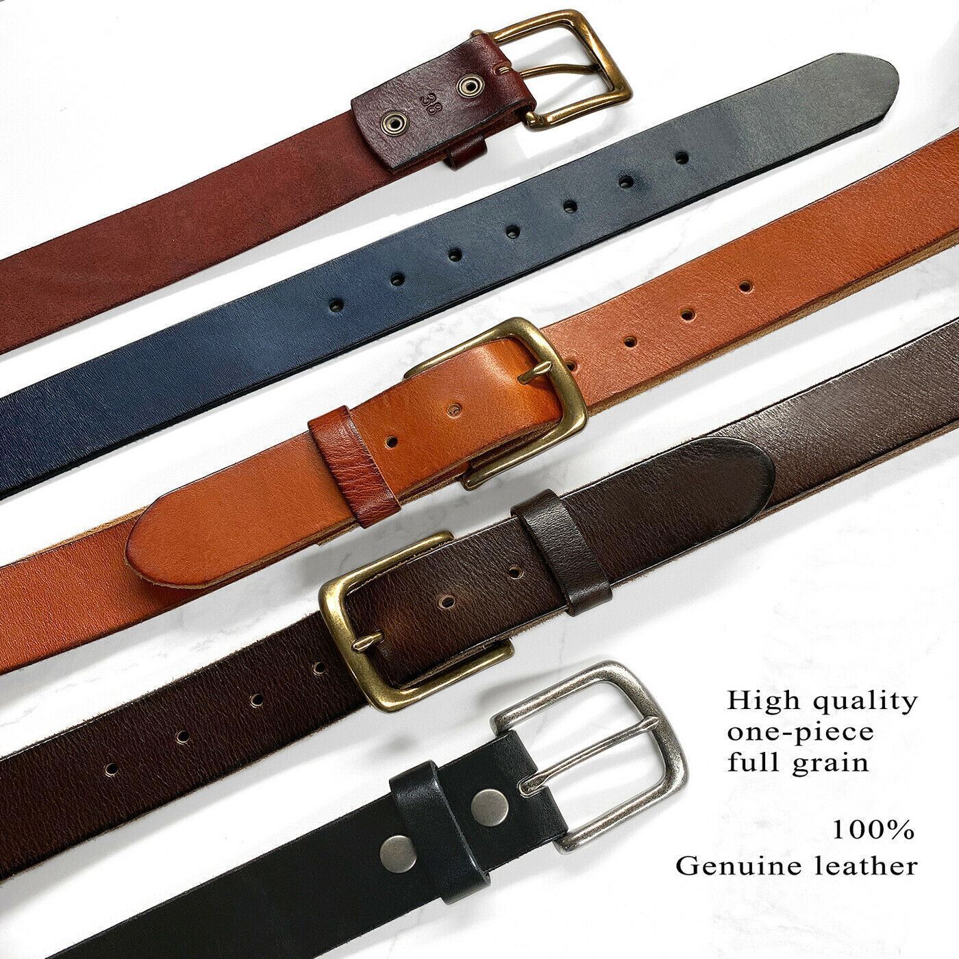 Vintage Full Grain Genuine Leather Casual Work Belt 1 1/2″ Wide Nickle Buckle