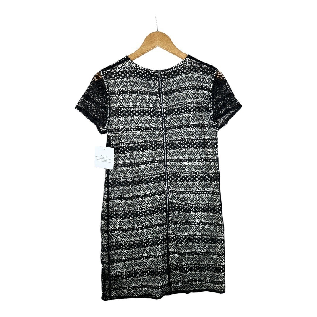 NWT Tegan Women’s Dress Black Lace Overlay Short Sleeve Shift Dress Size 6
