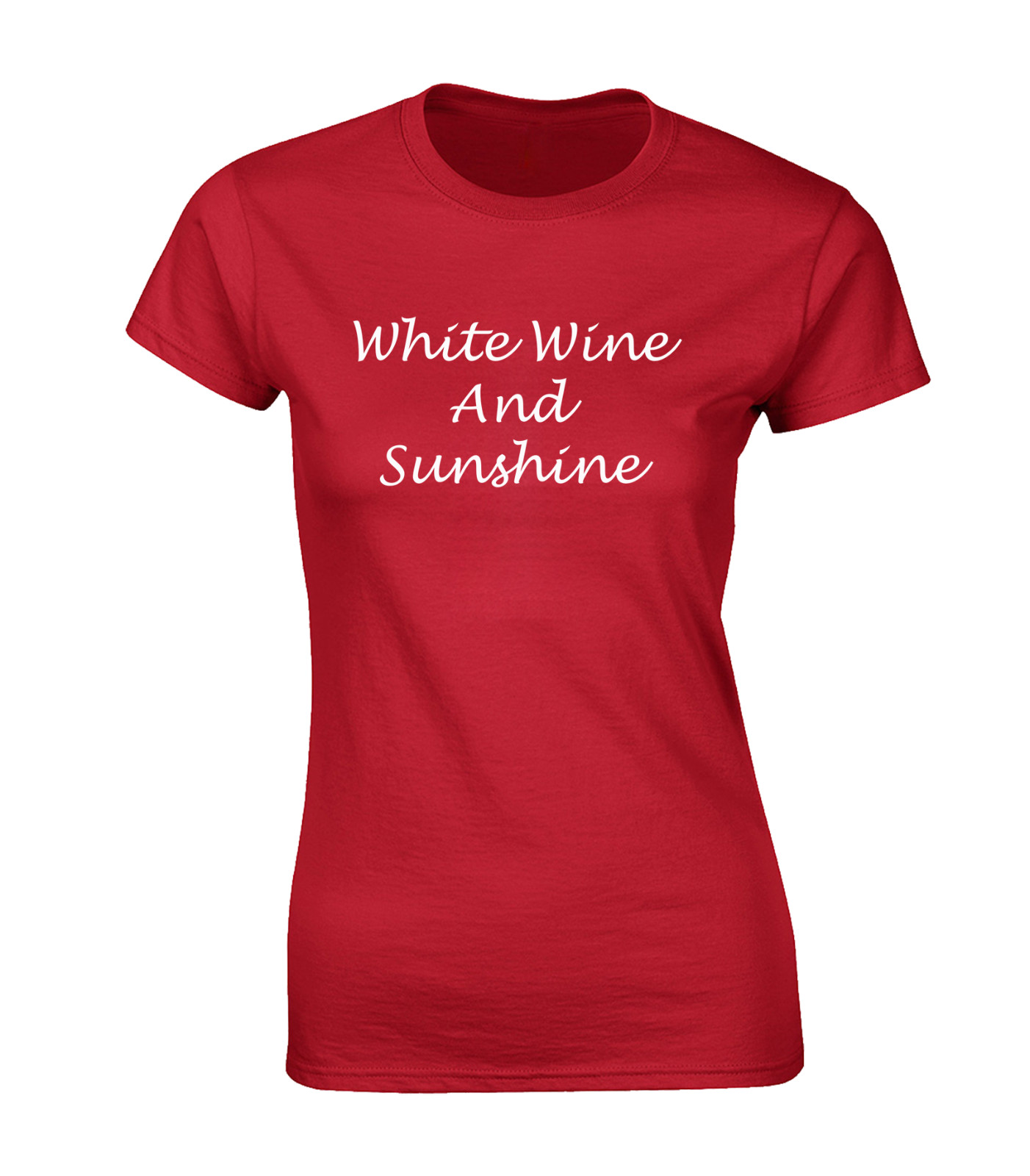 WHITE WINE & SUNSHINE LADIES T SHIRT COOL HOLIDAY CLOTHING SUMMER CASUAL TOP