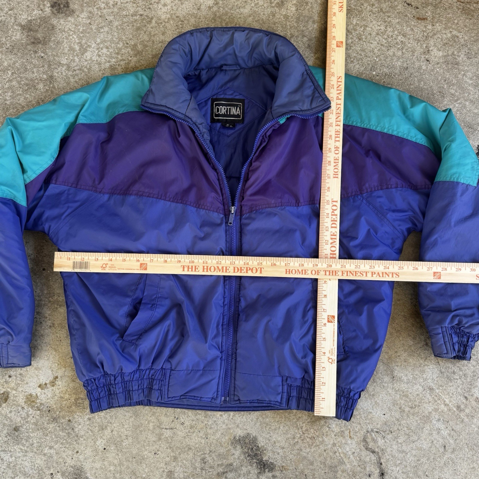 Cortina Puffer Jacket Full Zip Blue Purple Teal – Mena XL