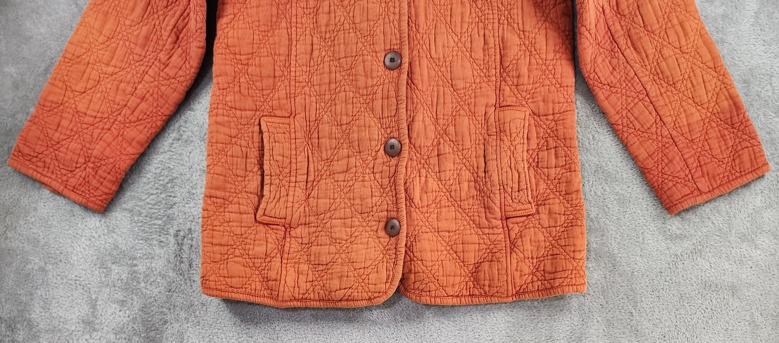 Eucalyptus Jacket Womens Small Rust Orange Quilted Cotton Button Front Pockets